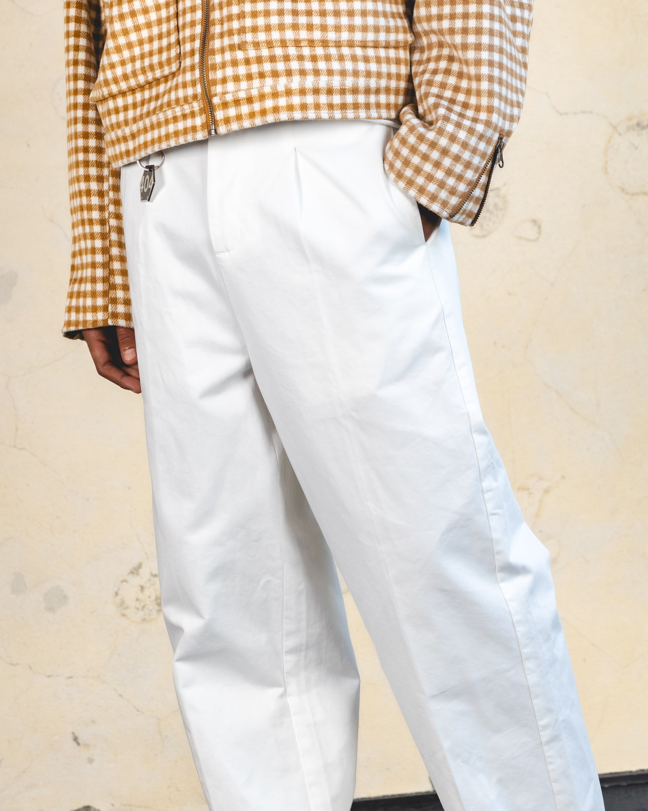 404 Studio High Waist Trousers for Women - Off White Wide Leg Pants | Comfortable Office Work Pants & Casual Chic Streetwear Outfit