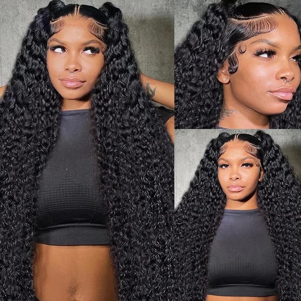 30 Inch 13x6 Lace Front Wigs Human Hair Deep Wave - Pre Plucked with Baby Hair 180% Density Glueless Curly Wig Natural Color - Perfect for Daily Wear, Cosplay, and Special Occasions