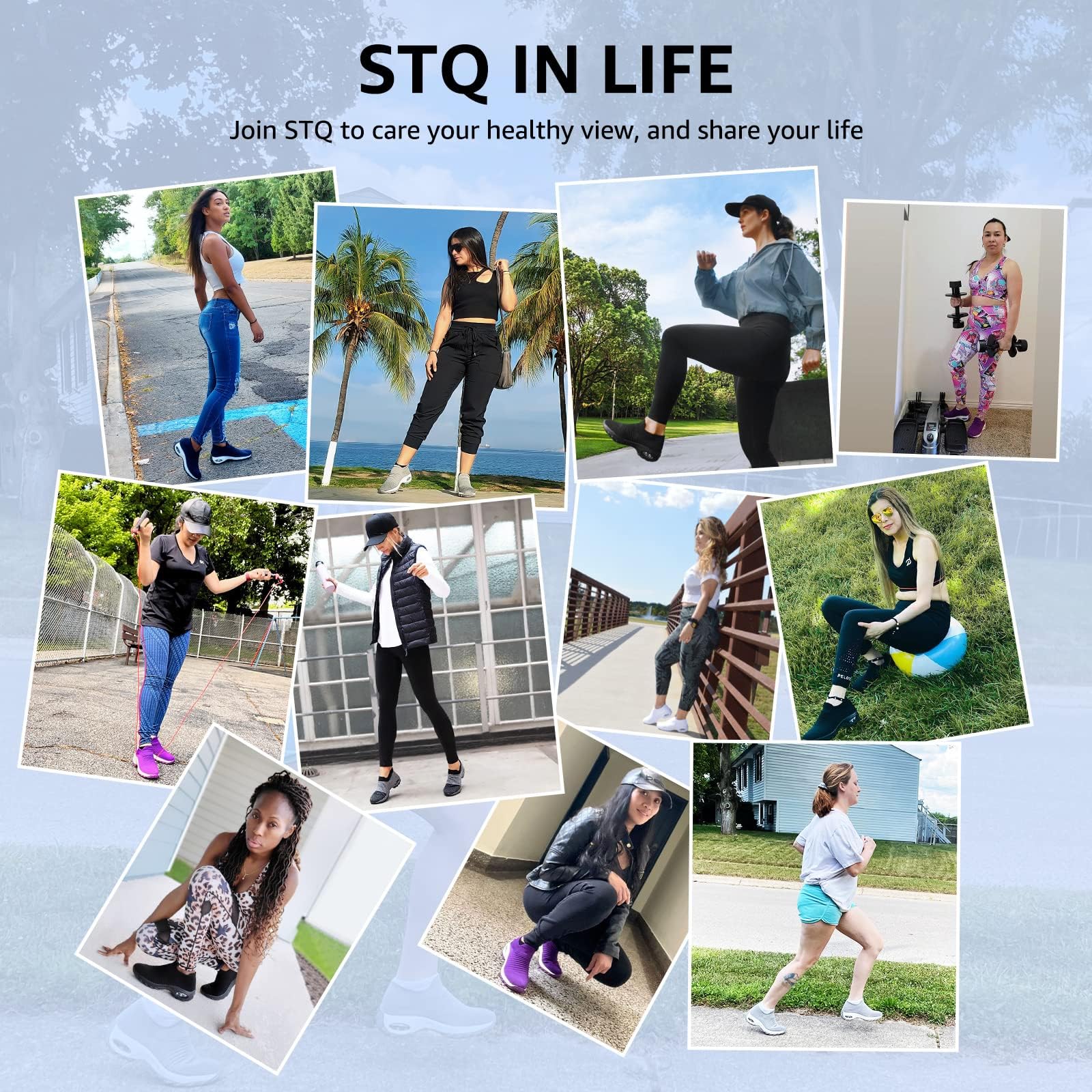 STQ Women's Slip-On Walking Shoes - Breathable Non-Slip Work Sneakers with Air Cushion & Arch Support - Comfortable Orthopedic Shoes for Nurses, Waitresses & All-Day Wear