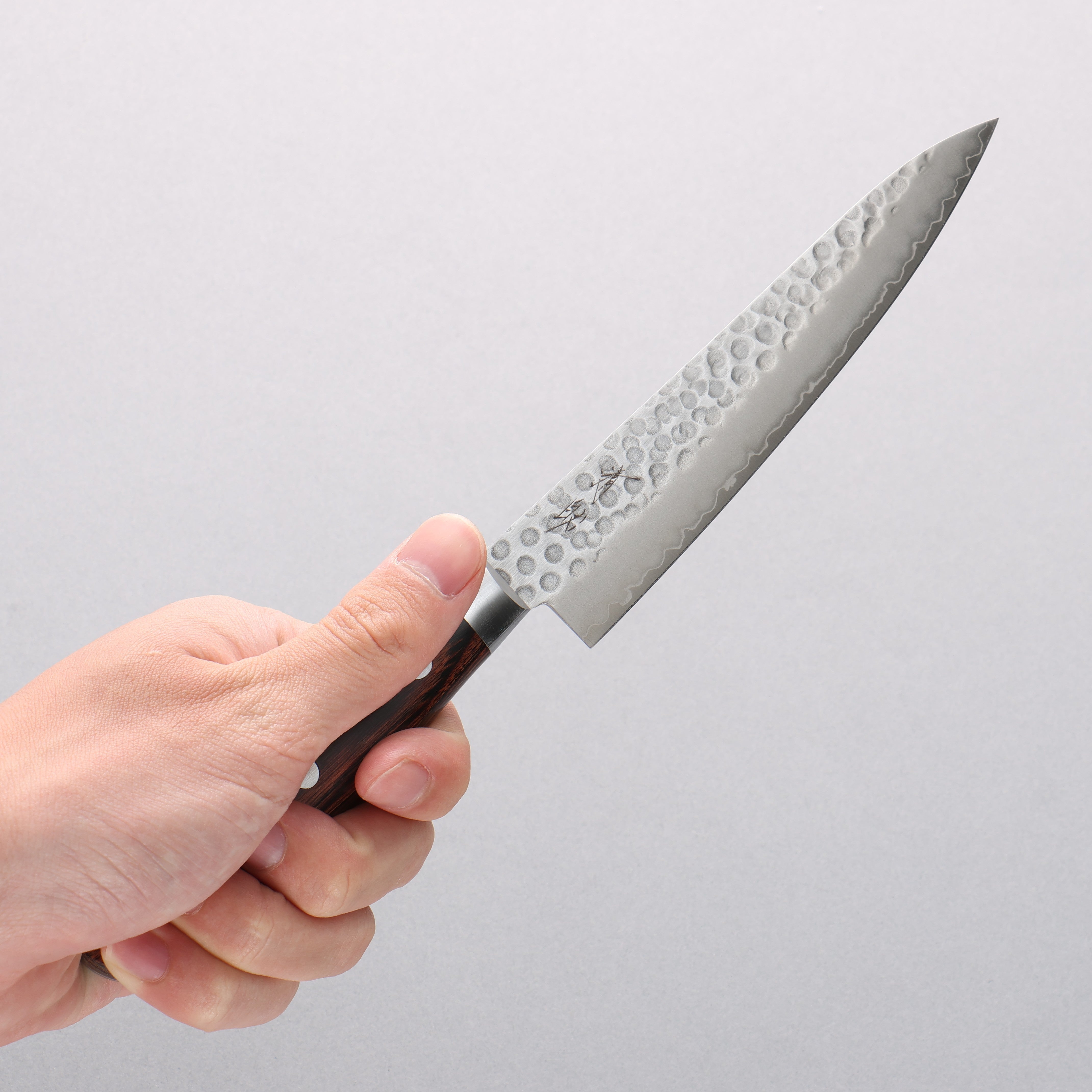 Premium Seisuke Swedish Steel Hammered Petty Utility Knife 135mm - Razor Sharp Japanese Chef Knife with Mahogany Handle - Perfect for Slicing, Chopping & Precision Kitchen Tasks