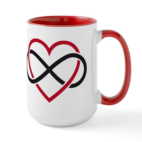 White/Red Inside - Infinity Heart, Never Ending Love Large Mug