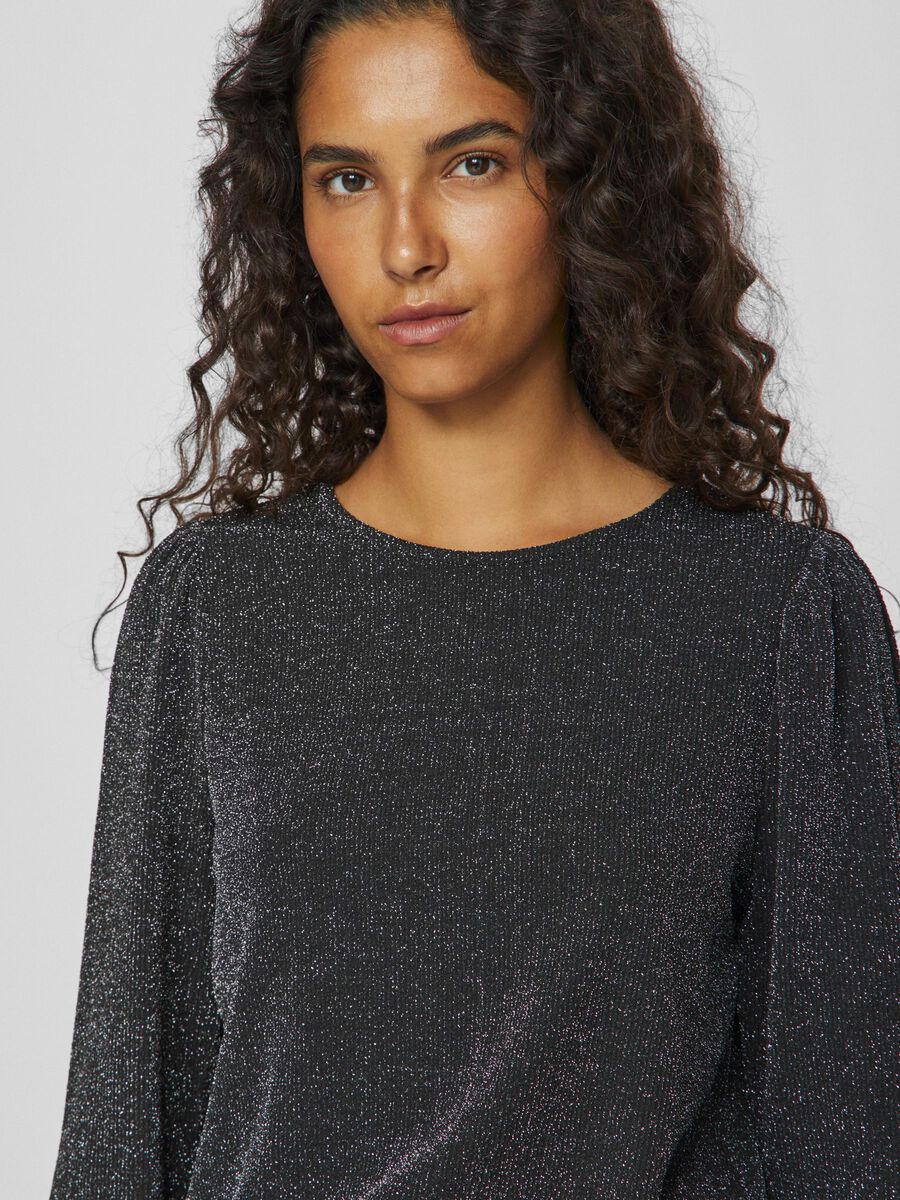 Leina Glitter Top for Women - Black Beauty & Silver Sequin Party Blouse - Perfect for Night Out, Club Wear, and Special Occasions