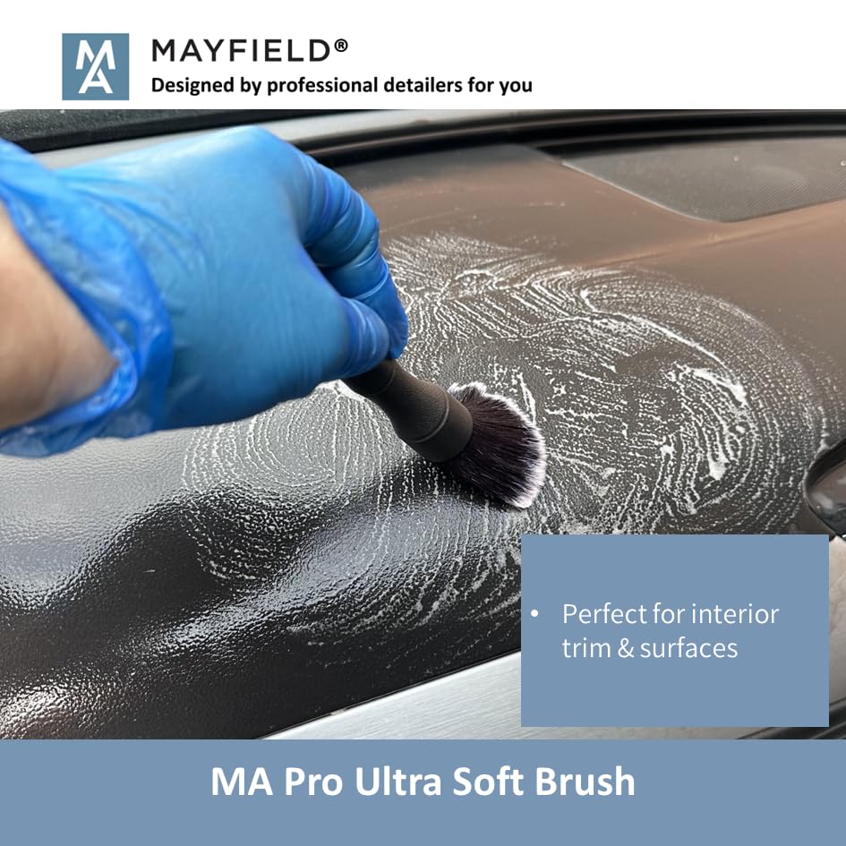 Mayfield Triple Car Brush Kit - Boars & Horse Hair for Auto Detailing