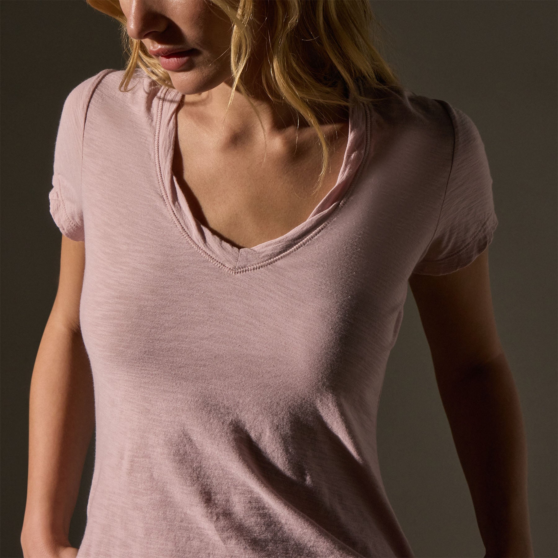 Sheer Slub Casual V-Neck T-Shirt for Women - Soft & Breathable Cotton Blend - Perfect for Everyday Wear, Layering, and Casual Outfits
