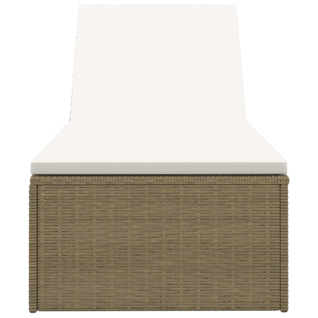 vidaXL Brown and Cream White Poly Rattan Sunlounger - Patio, Garden, Terrace Outdoor Chaise Lounge Chair with Sun Bed - Perfect for Poolside Relaxation, Backyard Lounging & Beachside Comfort