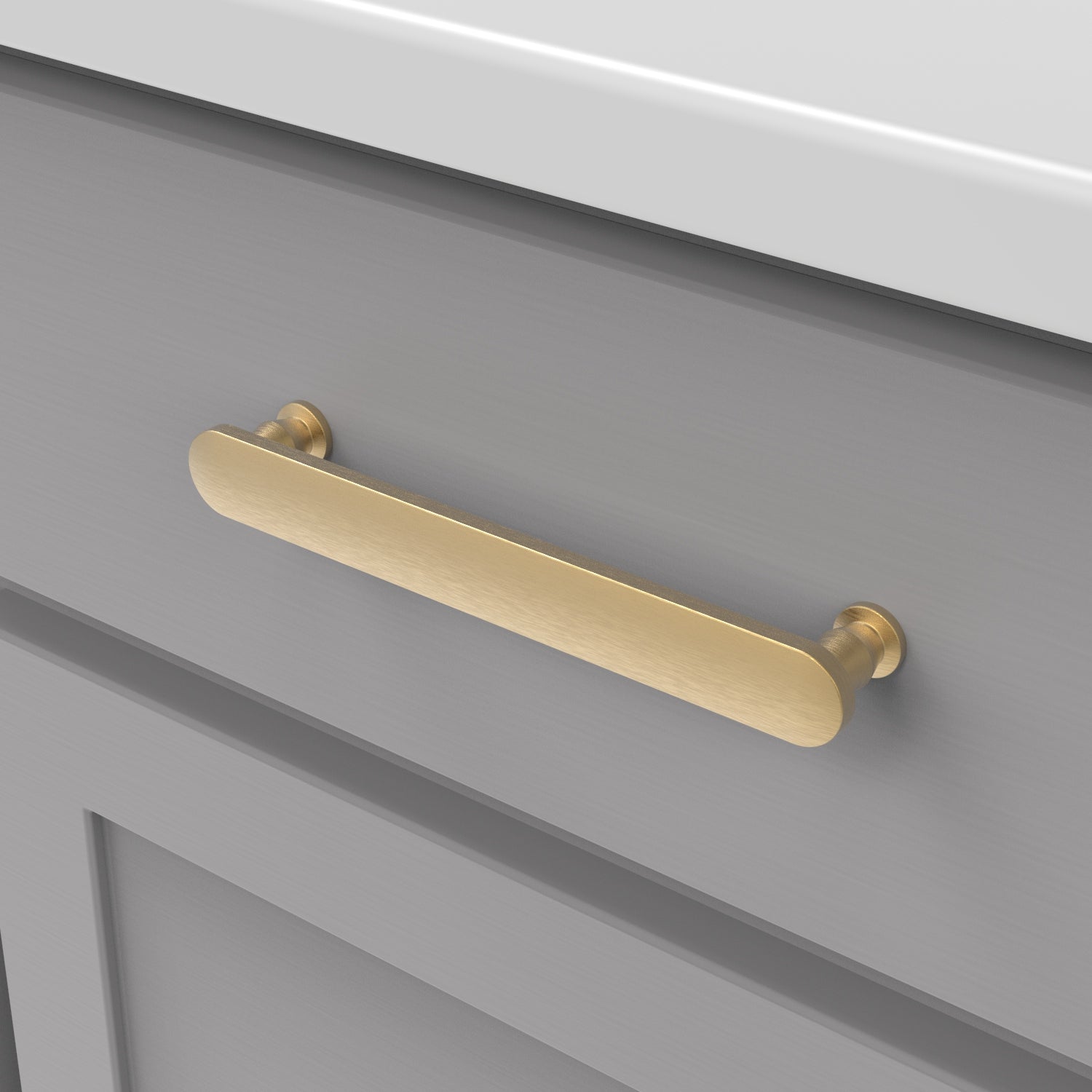 Anders Pull 6 5/16 Inch (160mm) Center to Center Brushed Golden Brass Cabinet Handle - Perfect for Kitchen Cabinets, Drawers, and Furniture Hardware