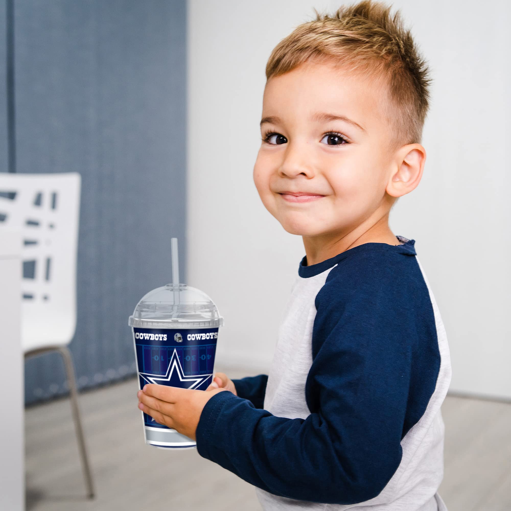 NFL Team Color 12oz Plastic Tumbler with Laser Engraving - Official Licensed Youth Football Cup for NFL Fans - Perfect for Game Day, Tailgating & School Drinks