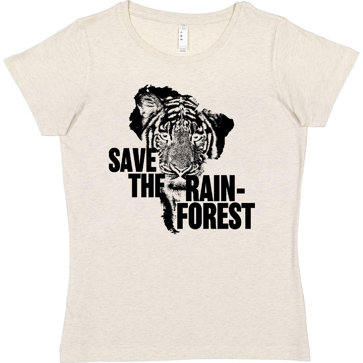 Save The Rainforest Tiger with South America Women's T-Shirt | Eco-Friendly Wildlife Conservation Graphic Tee | Casual Wear for Nature Lovers & Environmental Activists