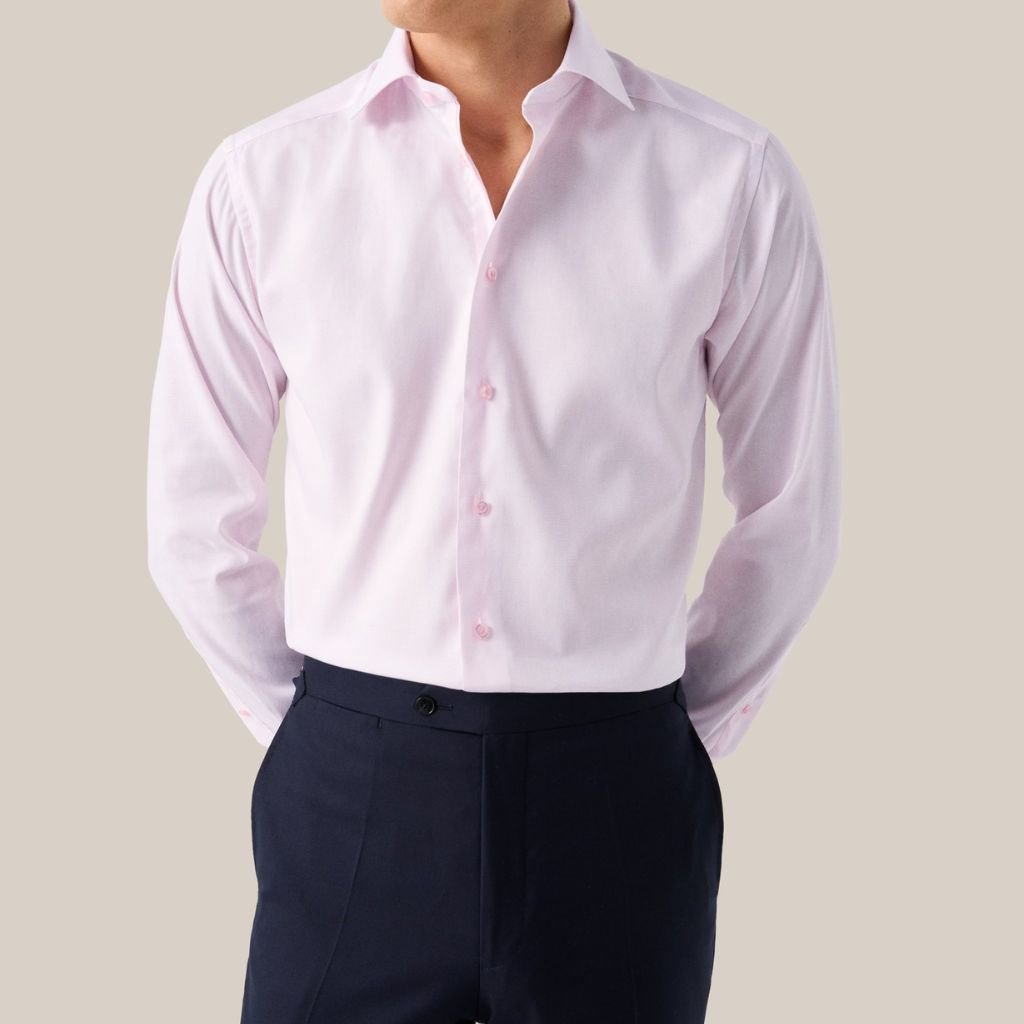 ETON Men's Cotton Oxford Contemporary Fit Dress Shirt with Single Cuff - Classic Pink Button Down for Business Casual & Office Wear