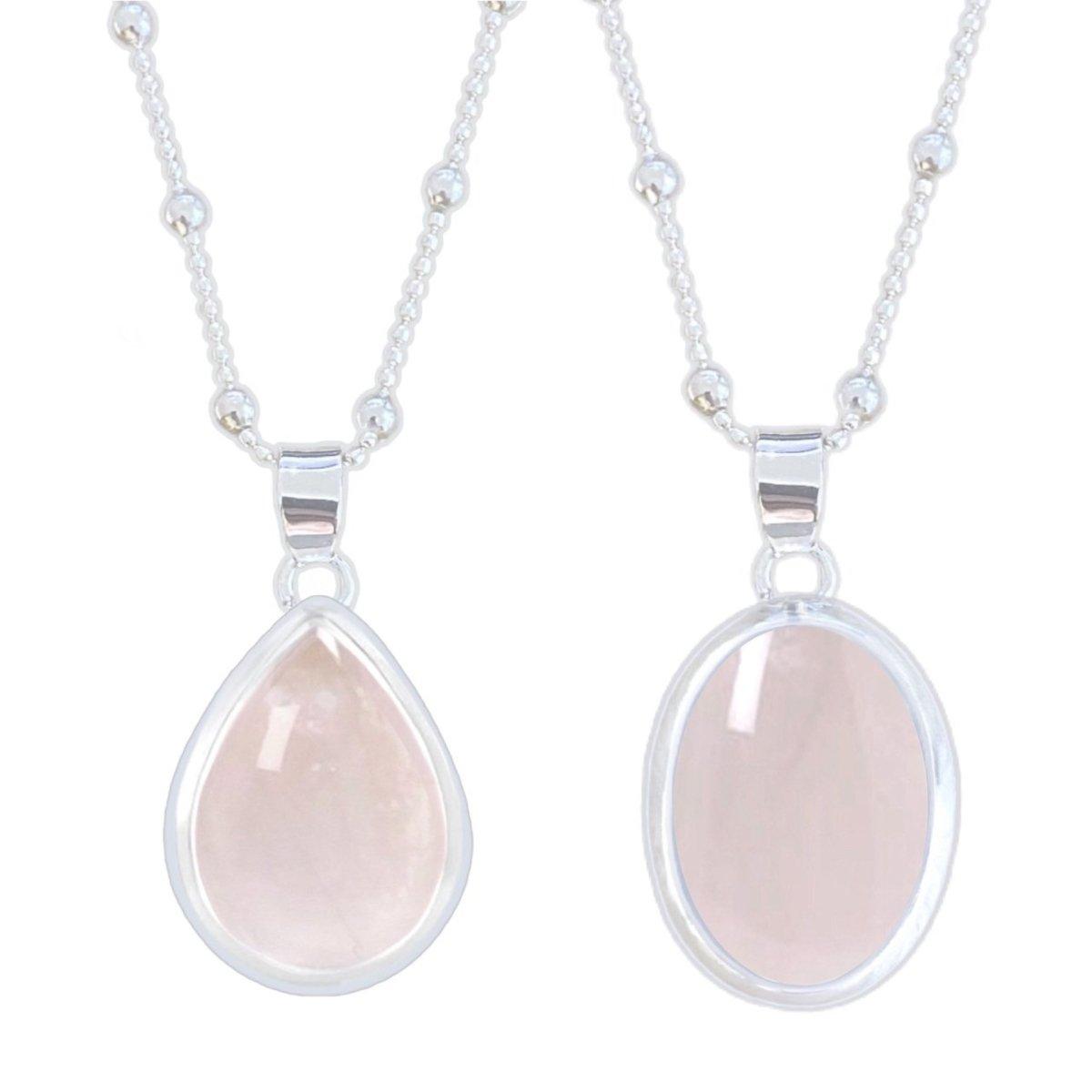 Elegant Oval Rose Quartz Necklace for Women - Classic Chic Jewelry Gift for Her - Perfect for Valentine's Day, Anniversary & Special Occasions