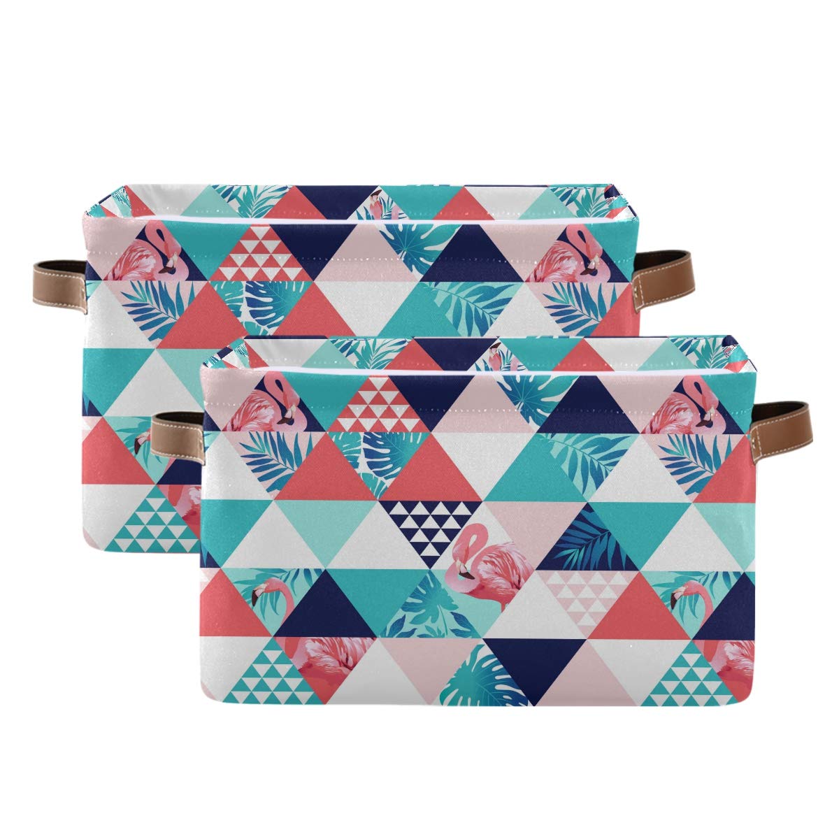 ODAWA Rhombus Flamingo Printed Fabric Storage Bins - Foldable Clothes & Toy Organizer for Stuffed Animals, Kids Room Decor | Perfect for Bedroom, Nursery, and Playroom Organization