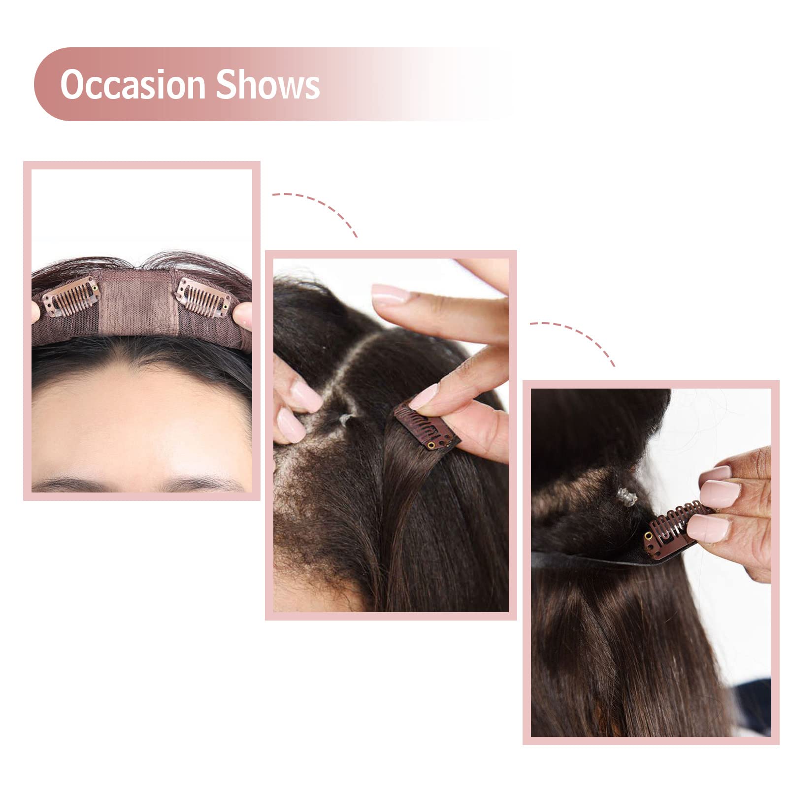 DOORES 2 Pack U-Shape Metal Snap Hair Clips for Extensions - 6 Teeth, 30mm, 1.2g Each - Soft Rubber Dark Brown Hair Extension Clips for Secure Hold | Perfect for Weaves, Wigs & Styling