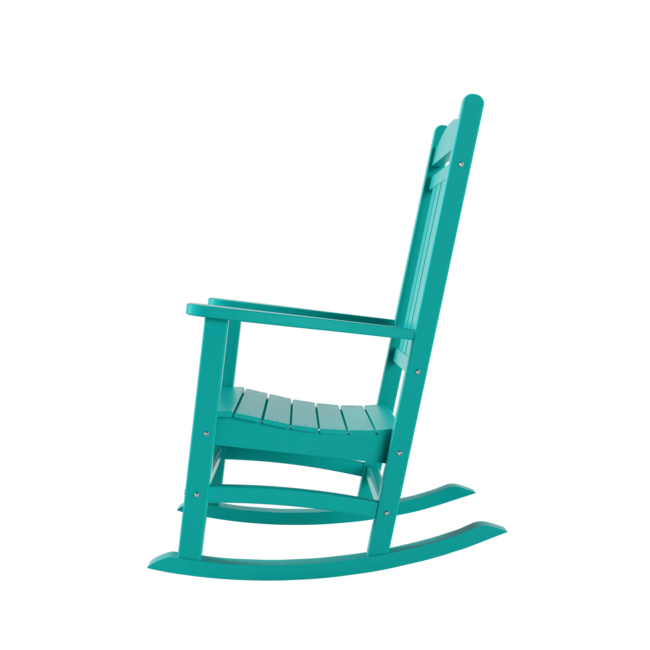 WO Home Furniture 2-Piece HDPE Outdoor Rocking Chair Set - Traditional Patio Rocking Chairs for Porch, Garden & Backyard (Turquoise) | Weather-Resistant & Comfortable Outdoor Seating