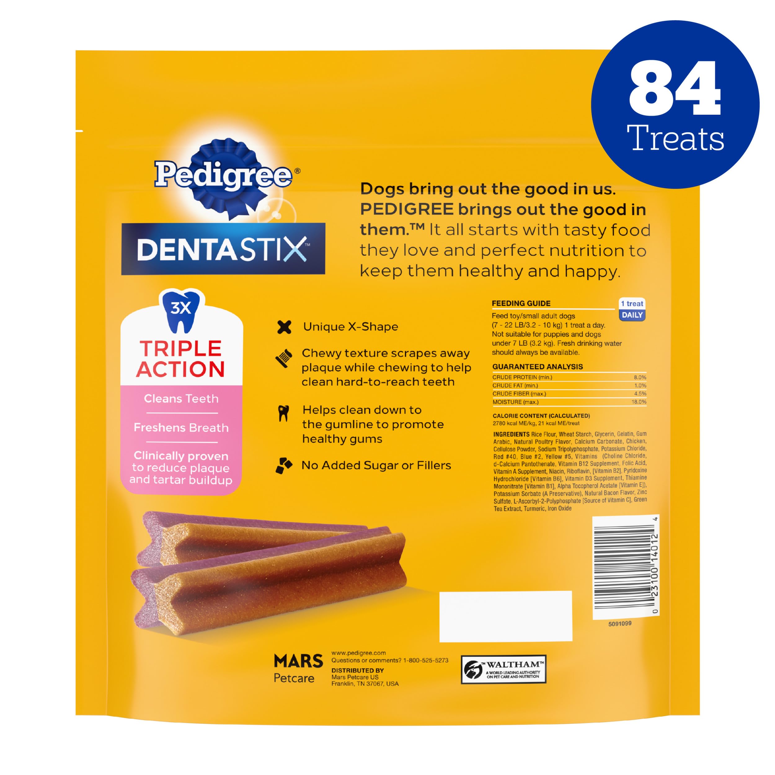 Pedigree Dentastix Small Dog Dental Chews - Bacon & Chicken Flavor, 17.78oz (84 Treats) - Teeth Cleaning Snacks for Small Breed Dogs - Perfect for Daily Oral Care & Training Rewards