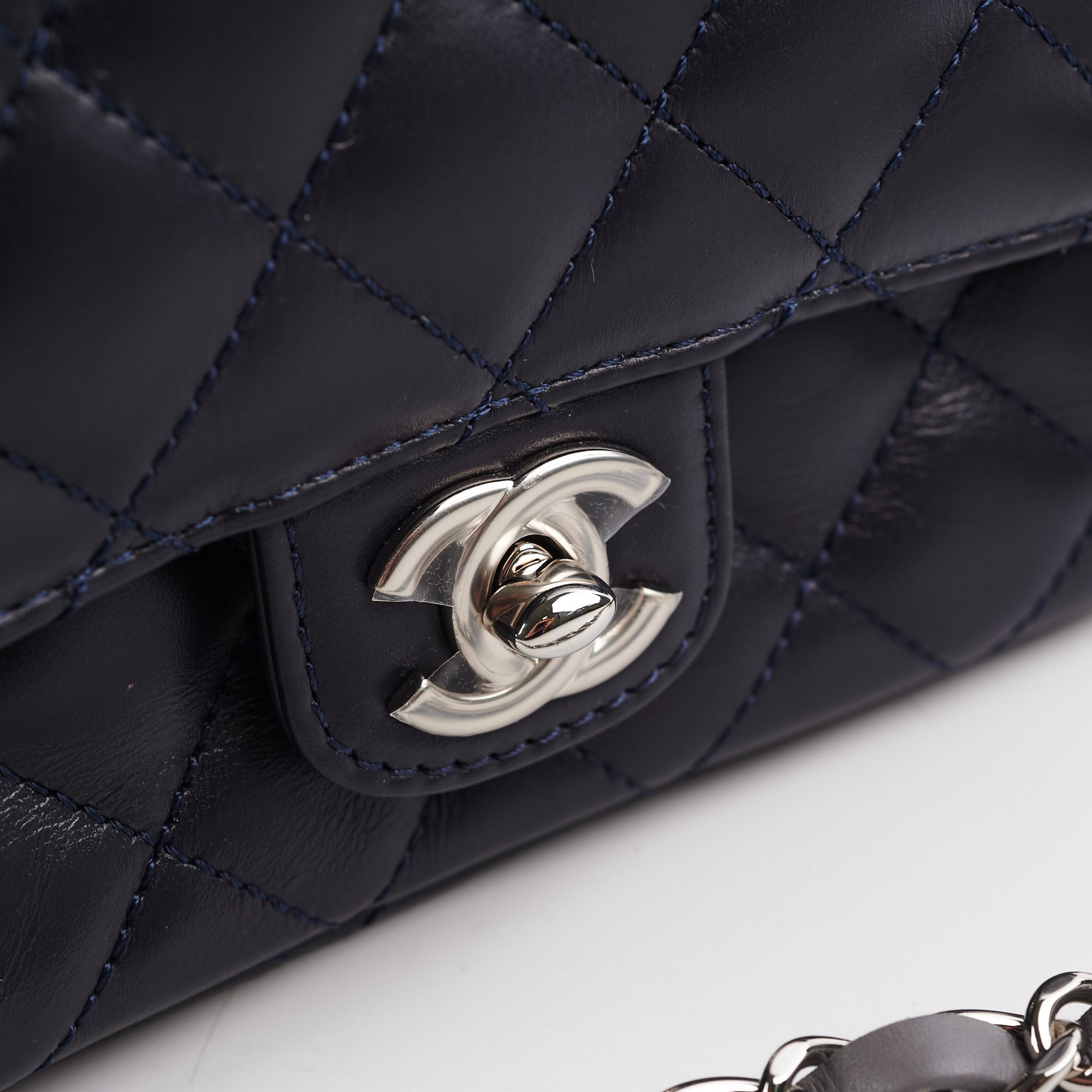 Chanel Quilted Navy & Chevron Grey Lambskin Shoulder Bag - Luxury Designer Handbag for Women | Perfect for Work, Evening Events & Travel Accessories