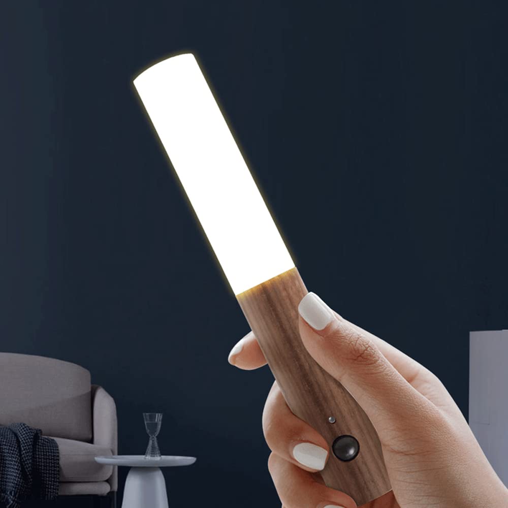 Rechargeable LED Wall Sconce with Human Body Sensor - Smart Wood Night Light for Stairs, Hallway, Kids Room & Wardrobe | Motion-Activated Safety Lighting for Home & Office