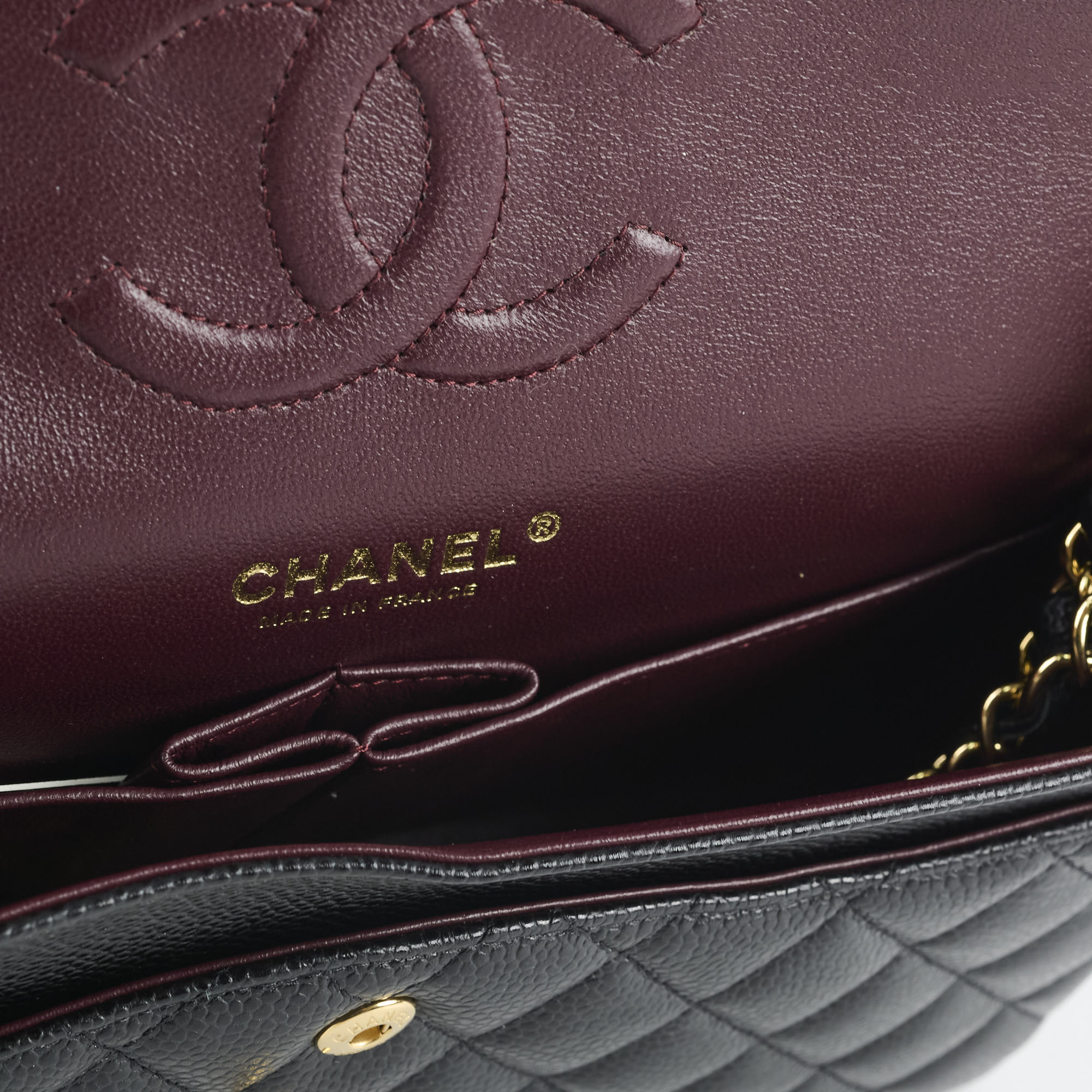 Chanel Medium Classic Flap Bag Black Caviar Leather Gold Hardware 25 Series - Luxury Designer Handbag for Women, Perfect for Parties, Work & Everyday Use