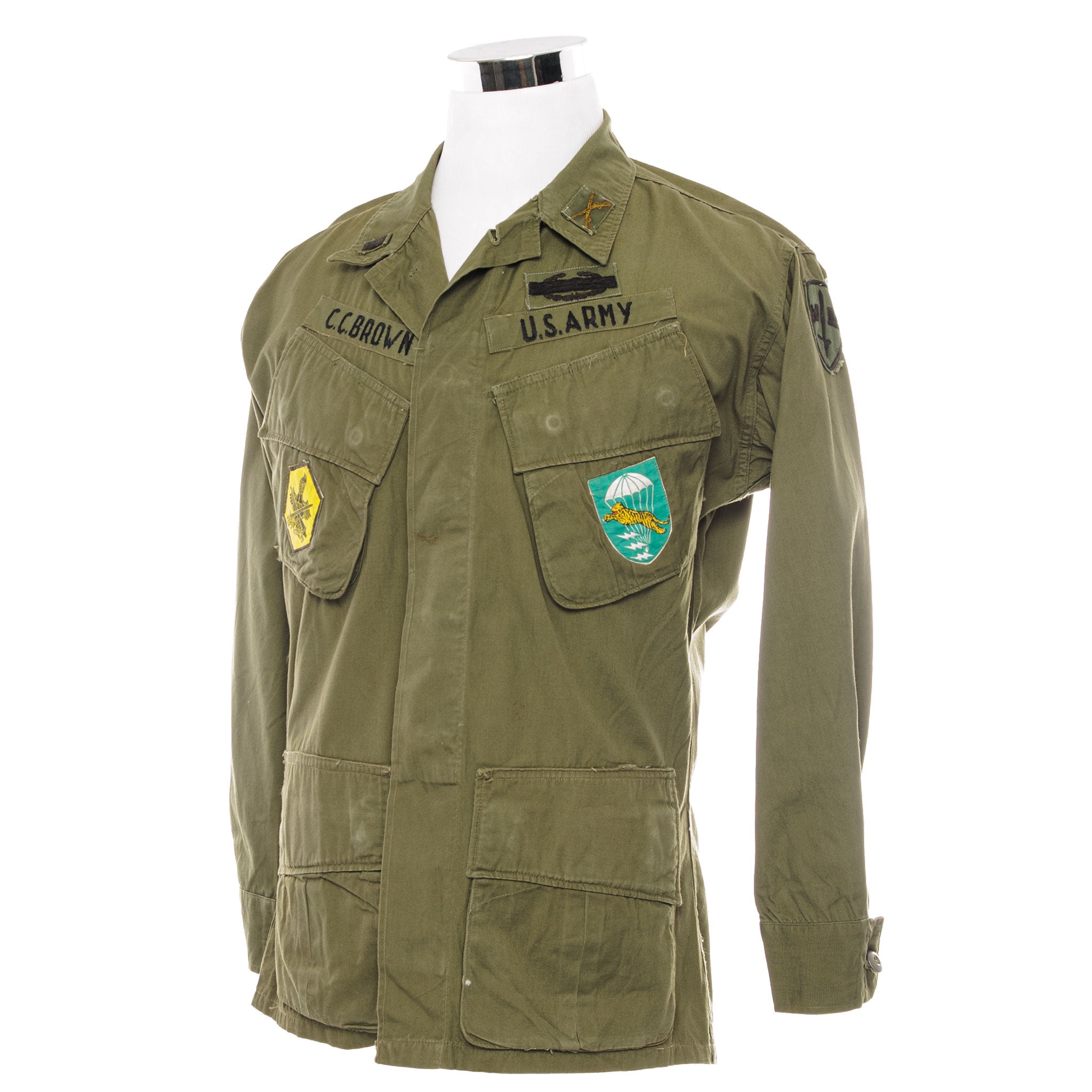 Original US Army Tropical Combat Jacket 2nd Pattern 1966 Vietnam War - Medium Short Size with ARVN Special Forces, South Vietnamese Regional Forces, MACV & Infantry Patches - Perfect for Military Reenactments, Collectors & History Enthusiasts