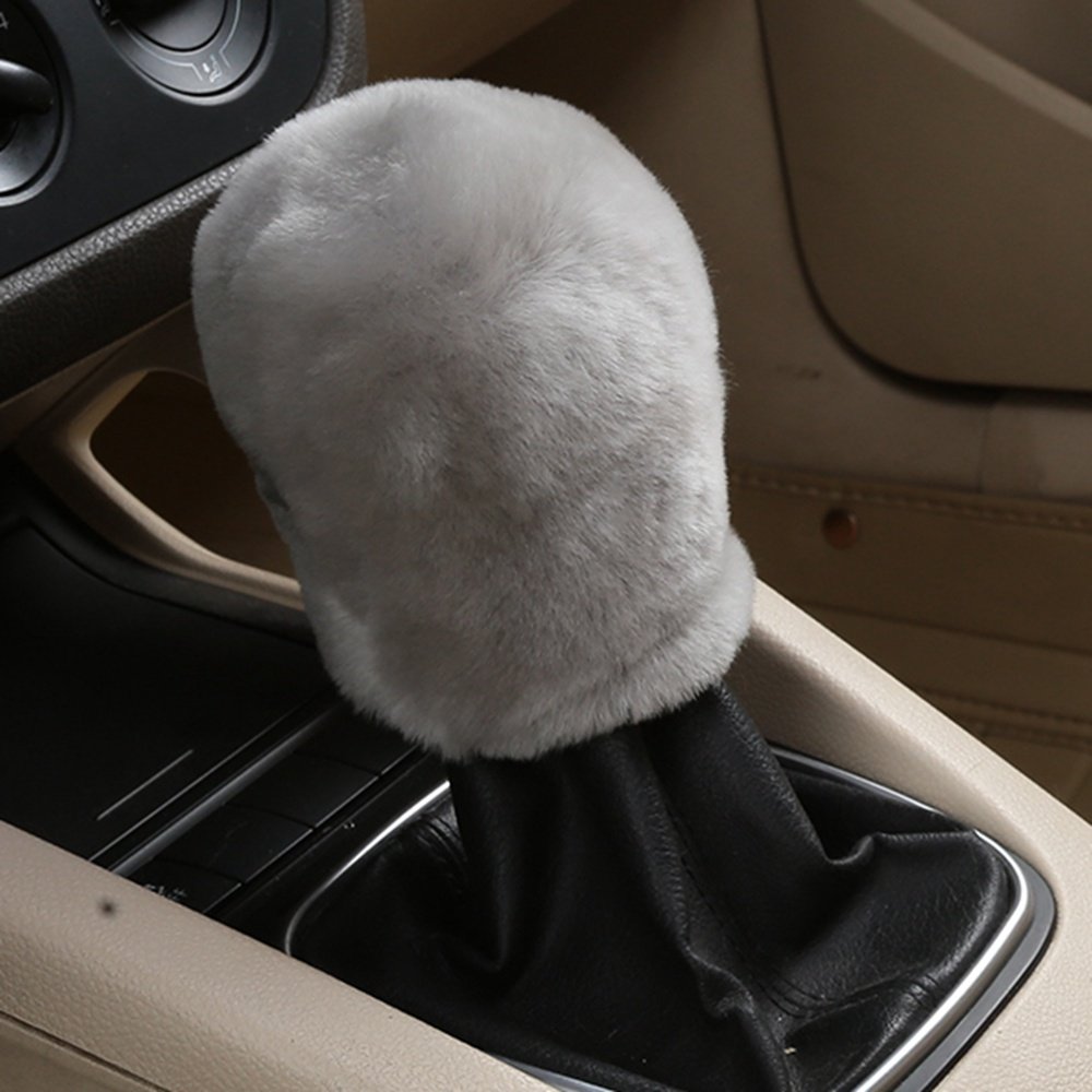 Dotesy Genuine Sheepskin Steering Wheel Cover Set - 3 Piece Auto Accessories (15 Inch Universal Fit) with Gear Shift & Handbrake Covers - Premium Australian Wool for Comfort & Grip - Perfect for Winter Driving & Luxury Car Interior Upgrade