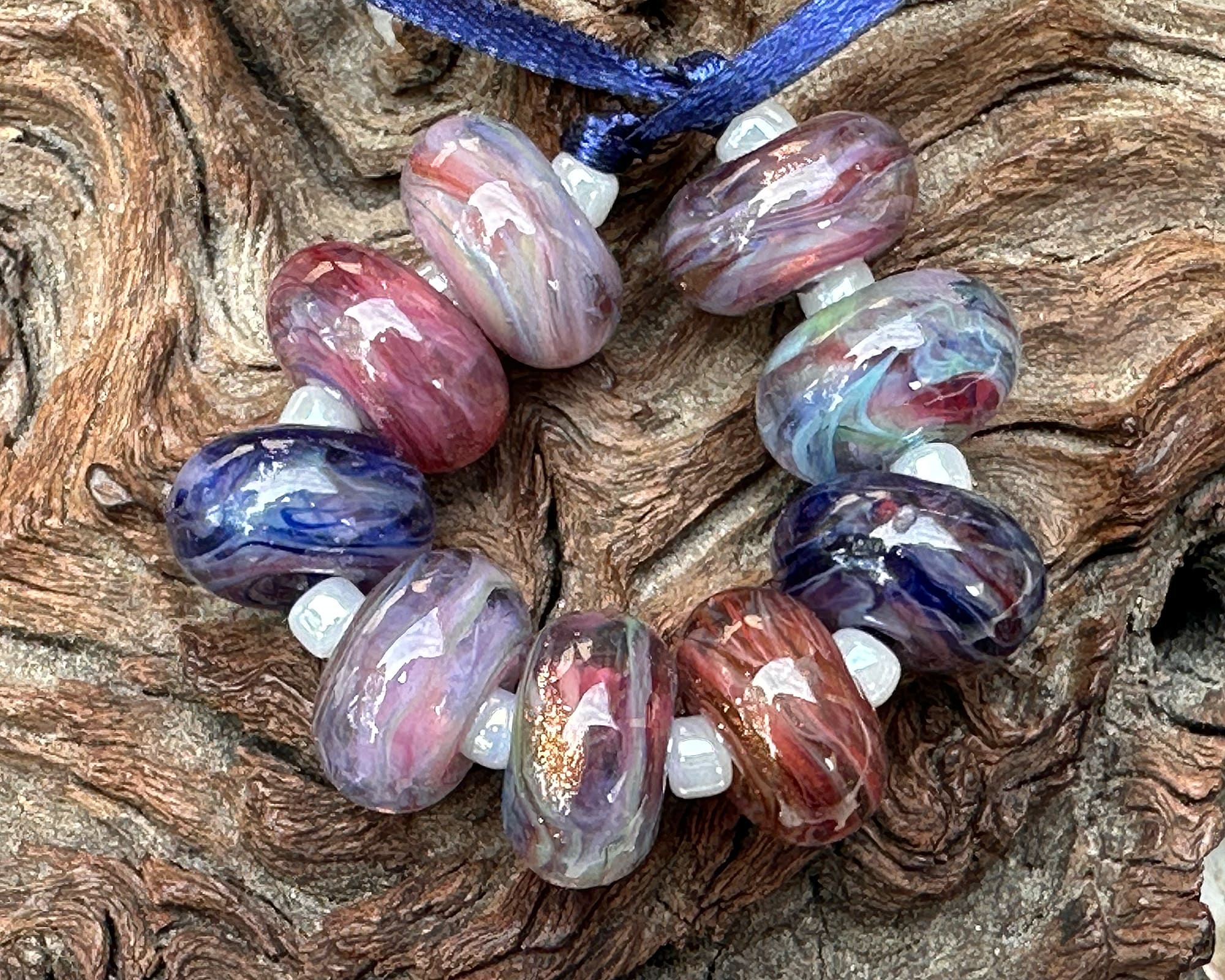 9pcs Garden Party Swirls Lampwork Glass Beads Set for Jewelry Making - DIY Bracelet, Necklace & Craft Projects - Perfect for Beaders, Artists & Gift Giving