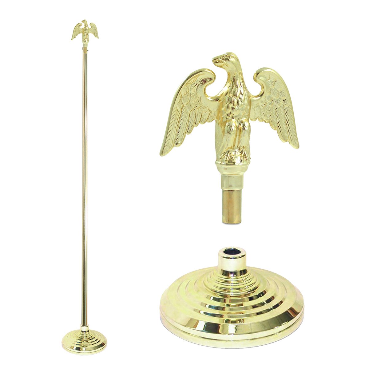 Premium 6ft to 9ft Telescoping Aluminum Flagpole Kit - Heavy Duty Indoor Flag Pole with Metal Eagle Topper | USA Made Adjustable Flag Pole (No Flag Included) | Perfect for Home Decor, Offices, Schools & Patriotic Displays