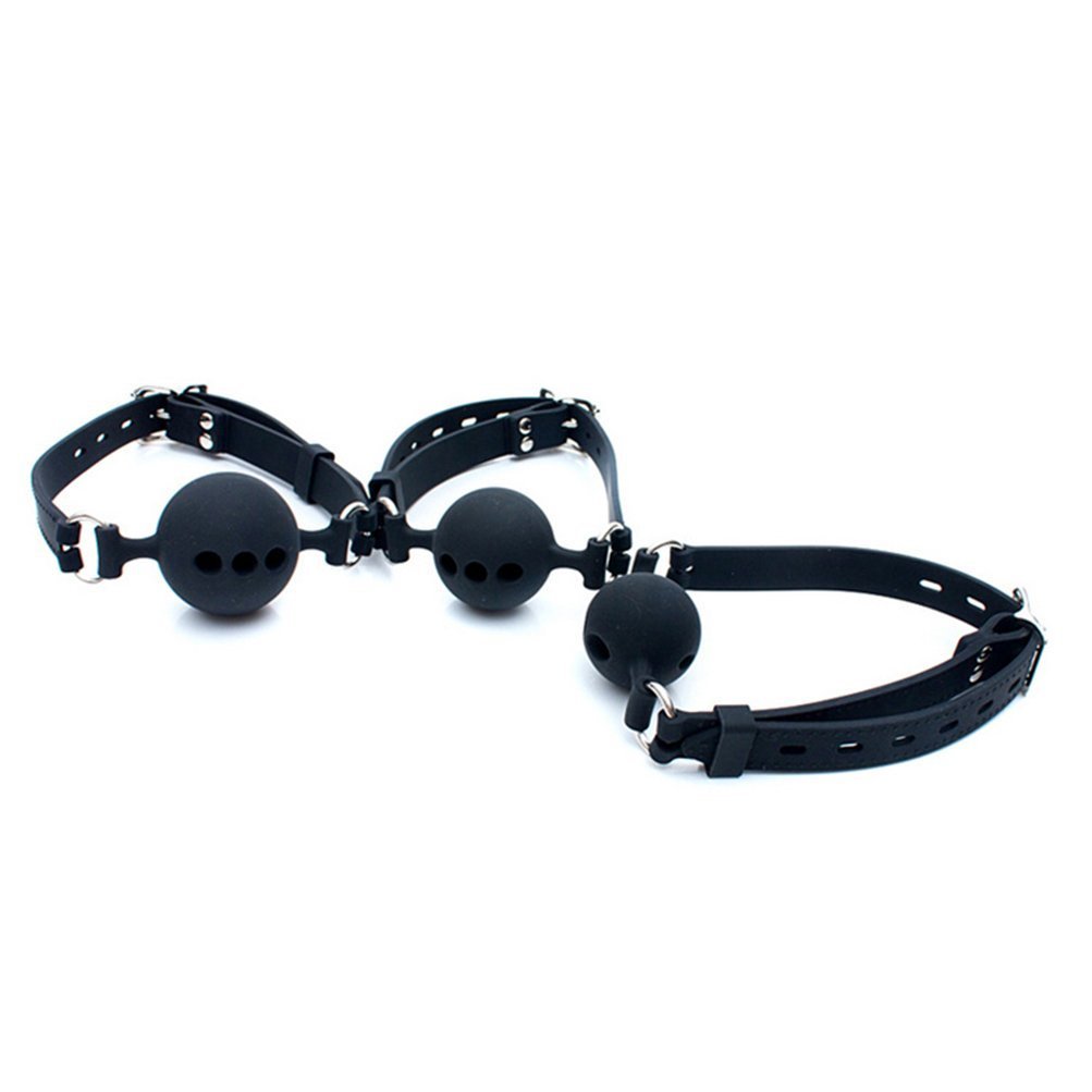 Premium Silicone Breathable Ball Gag for Adults - BDSM Bondage Restraint, Safe Sex Toy (1.5 Inch, Black) - Perfect for Role Play, Sensory Deprivation & Spicing Up Your Intimate Moments