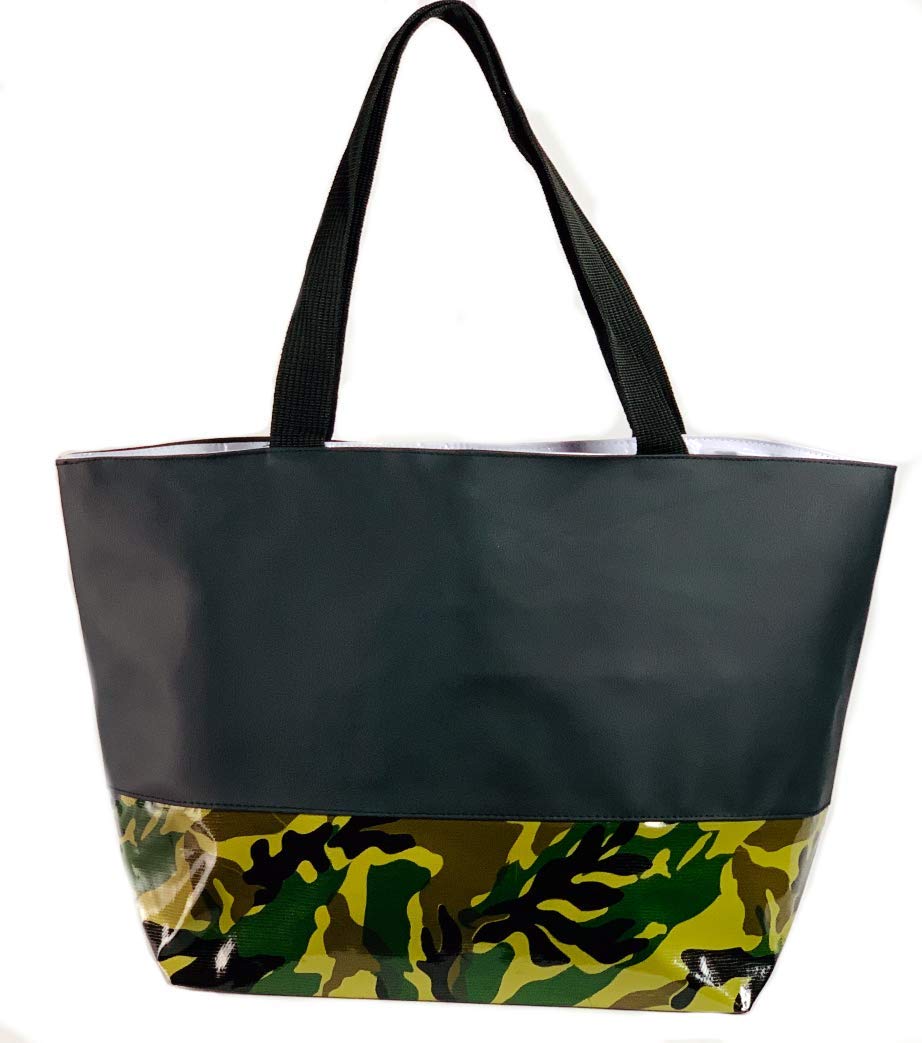 First Choice Vinyls Oilcloth Tote Bag - Waterproof Reusable Grocery Tote - Easy Clean Beach Bag for Shopping, Picnics & Outdoor Activities