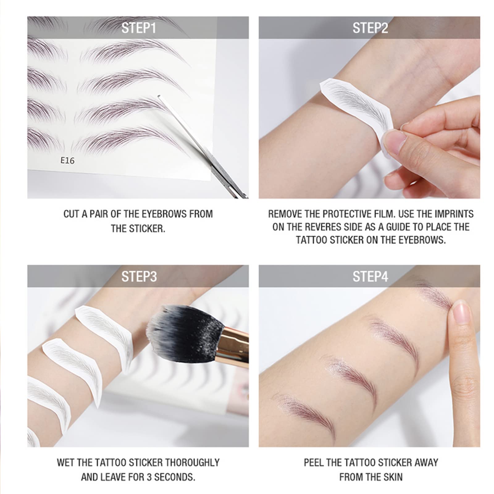 Nirbffo Waterproof Eyebrow Tattoo Stickers - 10 Sheets Natural Look for Daily Makeup