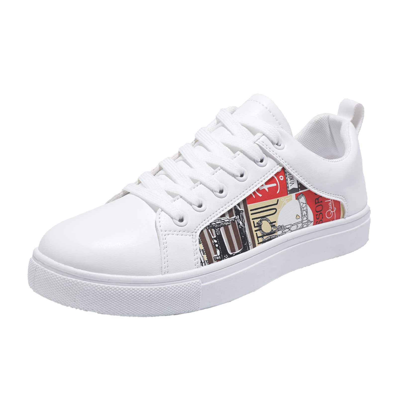 **Men's Casual Sneakers for Big & Tall - Retro All-Match White Shoes | Comfortable Walking & Everyday Wear**