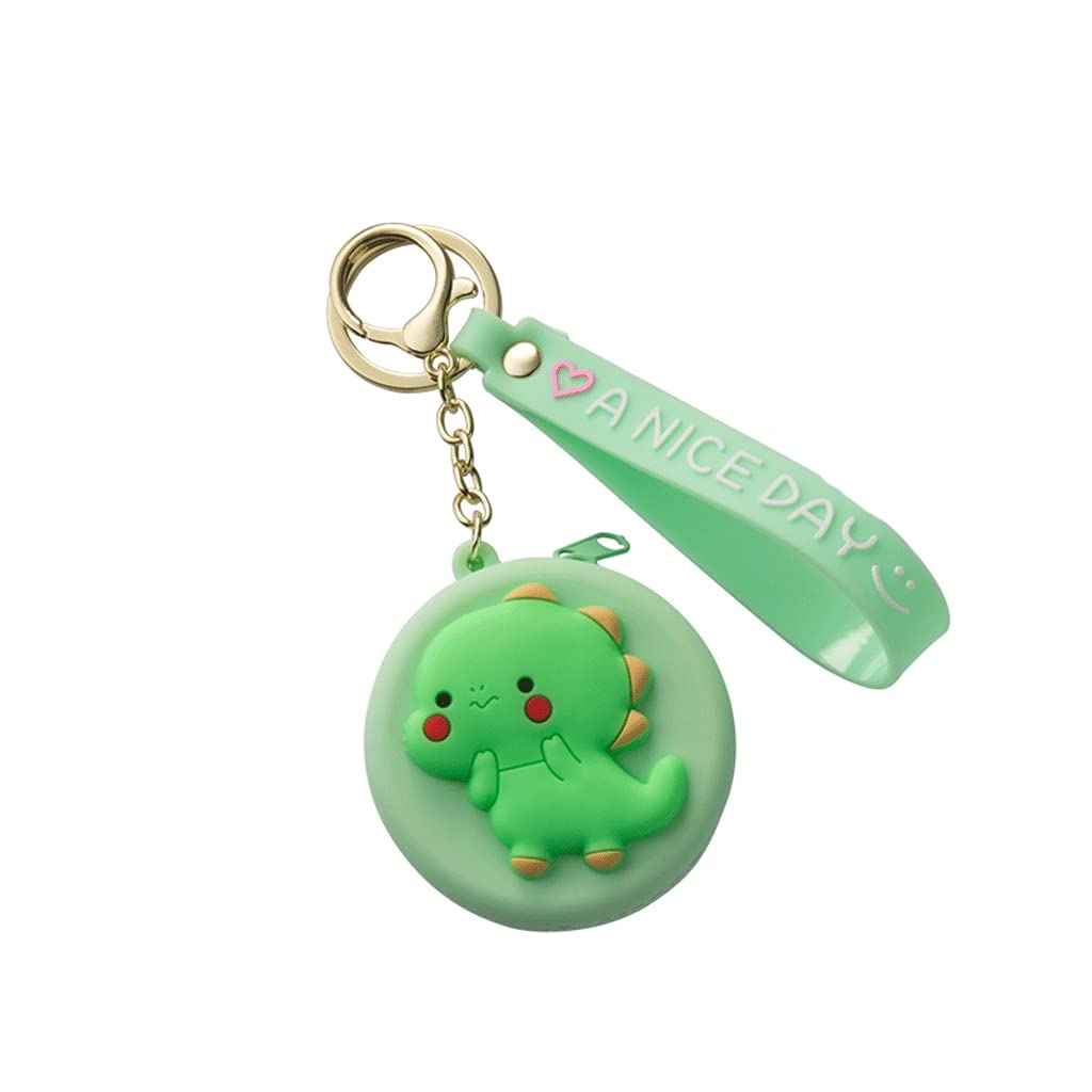 HUANHUI Keychain Coin Purse - 10 Pack Mini Keychain Wallet with Pendant for Keys, Earphones & Coins - Durable Key Rings for Men & Women (Green) - Perfect for Travel, Gym & Everyday Carry