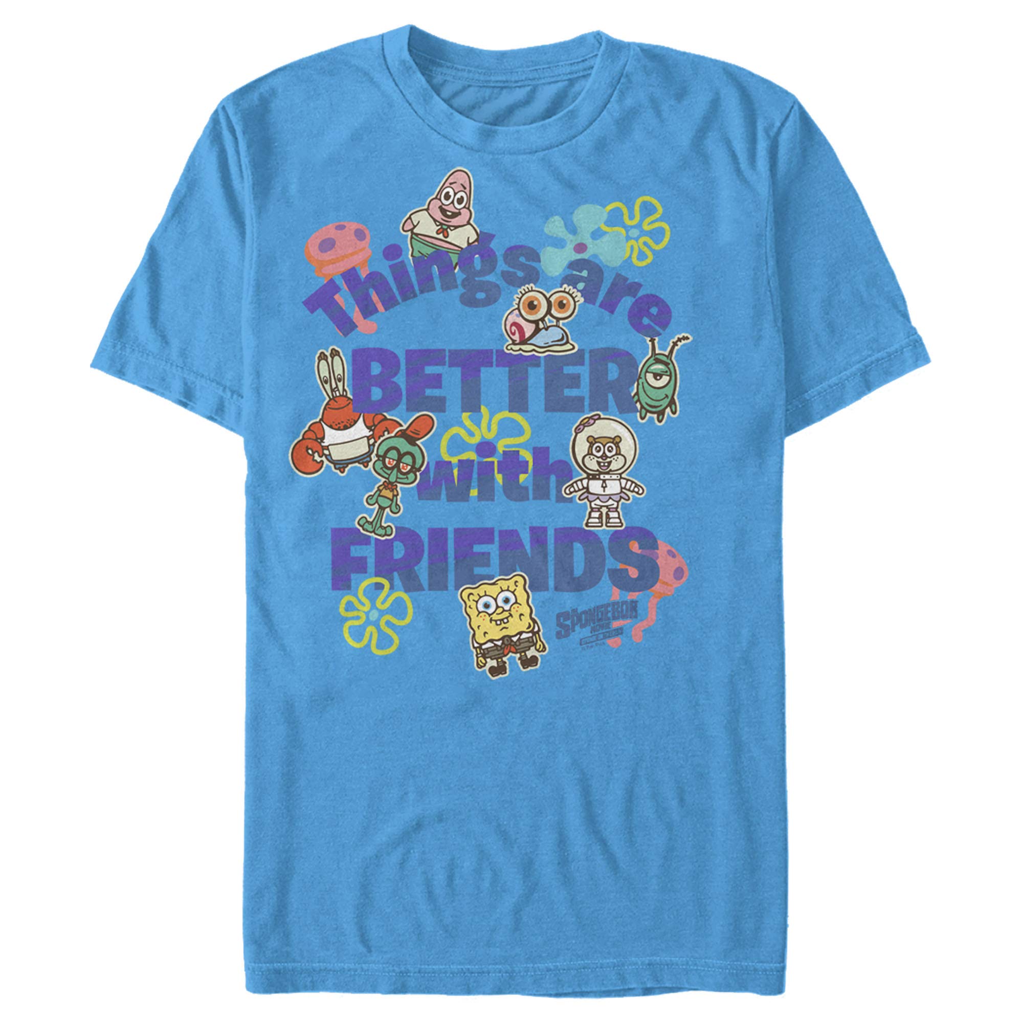 Men's SpongeBob SquarePants 'Things Are Better with Friends' Graphic T-Shirt - Casual Wear for Fans, Fun Outfits & Cartoon Lovers