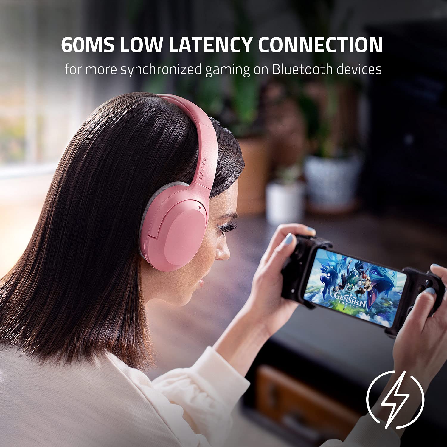 Razer Opus X Wireless Bluetooth Headphones with Active Noise Cancellation (ANC) - Low Latency 60ms Gaming & Music - 40mm Custom-Tuned Drivers - Built-in Mic - Mercury White - Perfect for Travel, Work & Gaming