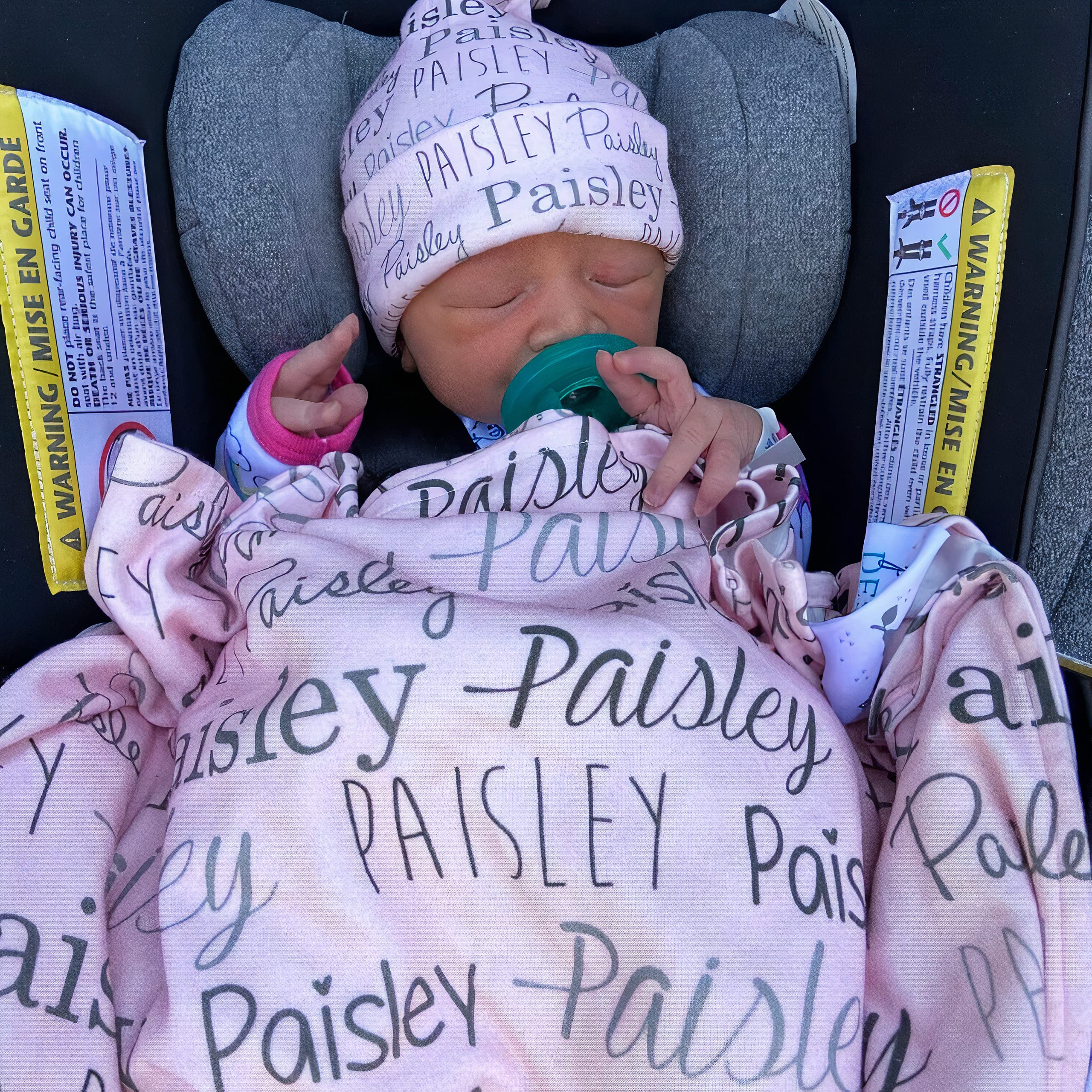 Personalized Newborn Baby Blanket with Custom Name - Perfect Gift for Daughter, Kids Birthday, Boys Swaddle, Girl Paisley Pink, King Size MPDHG1754-MBBlack - Ideal for Nursery, Photo Shoots, and Cozy Family Moments