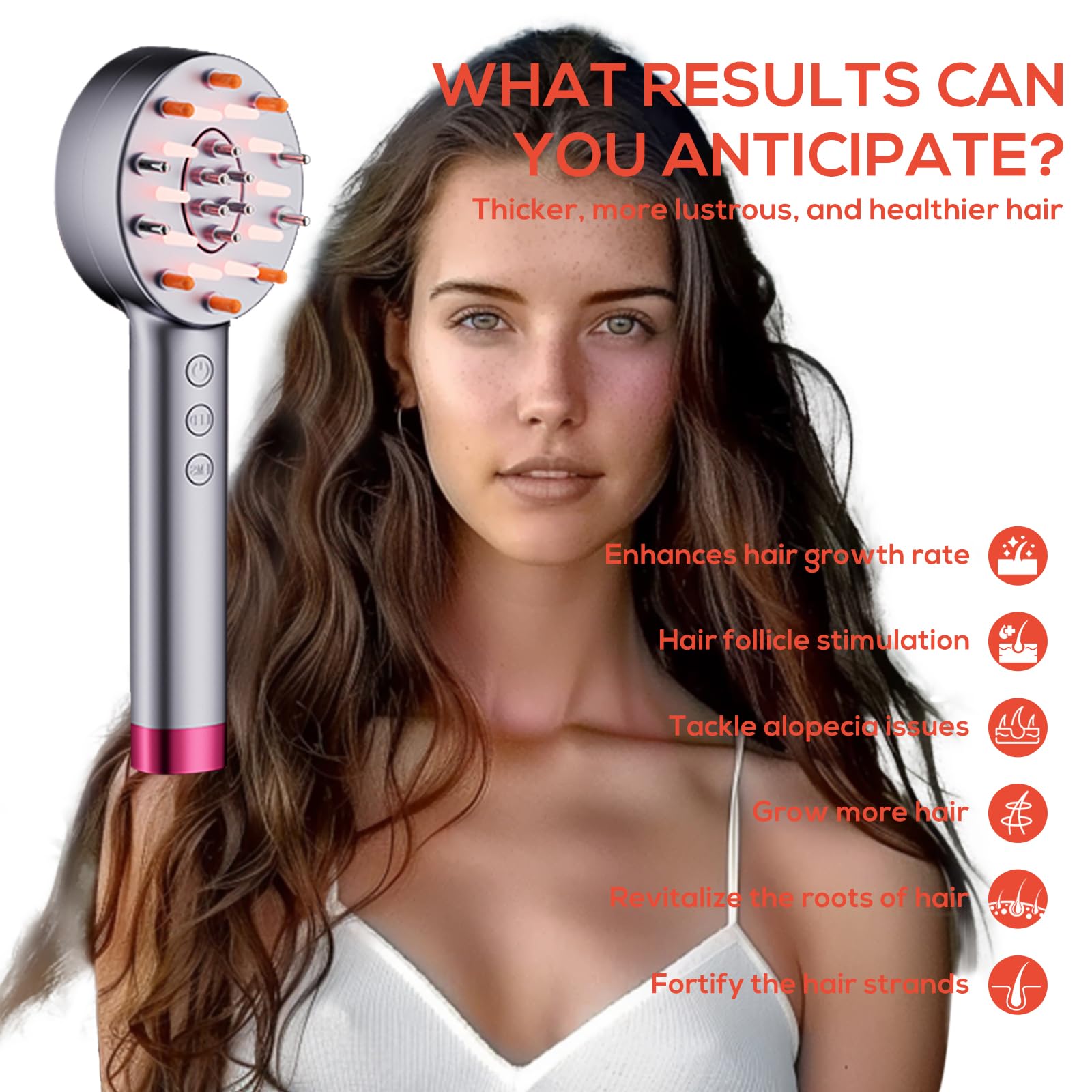 Laser Hair Growth Comb for Men & Women - Red Light Therapy Scalp Massager for Hair Loss Treatment & Stimulation - Electric Hair Regrowth Device for Thicker Fuller Hair - Perfect for Home Use & Salon Treatments