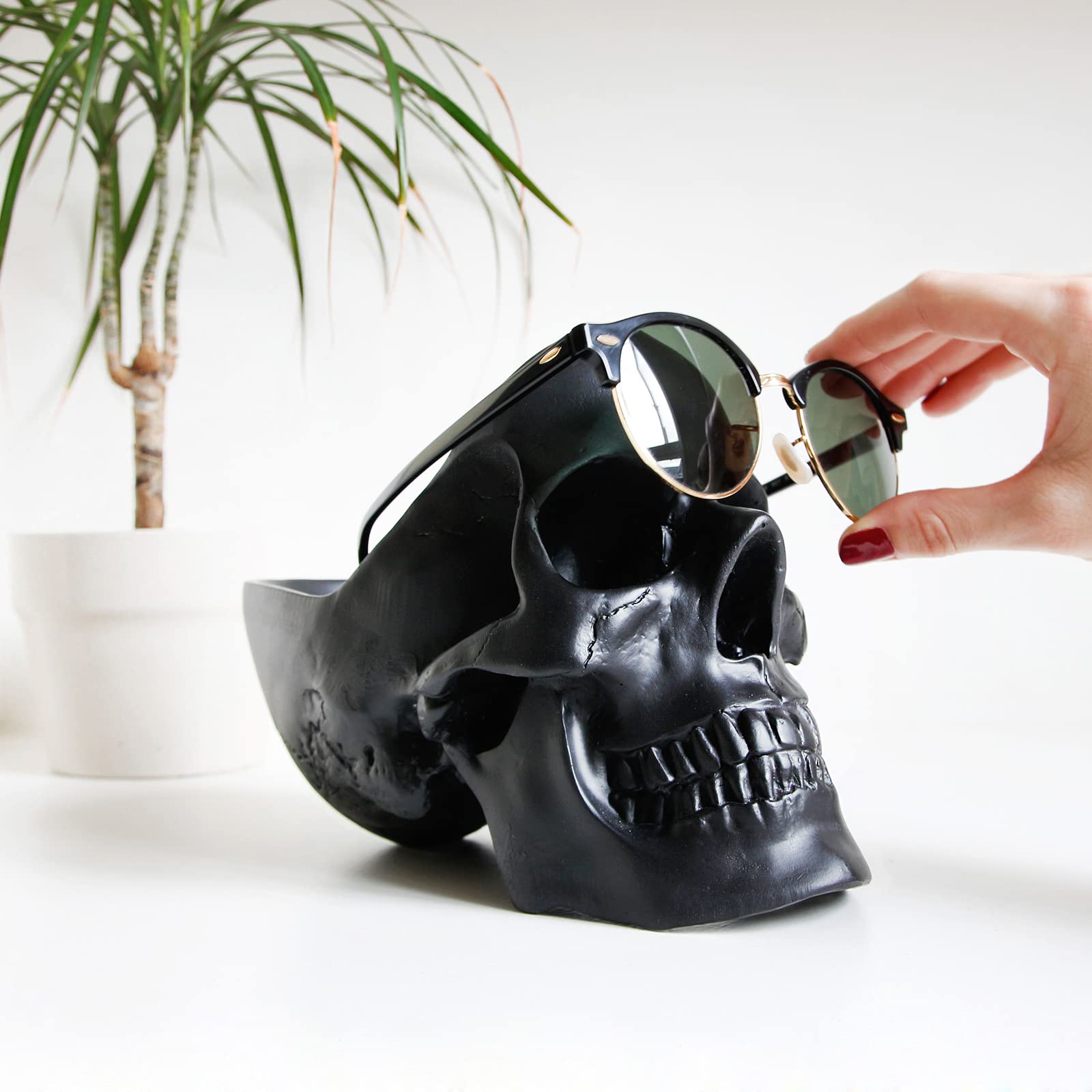 Gothic Skull Desk Organizer - Black Jewelry Box & Key Holder with Trinket Dish | Gothic Home Decor for Women | Perfect for Bedroom, Office & Goth Gift Ideas | Suck UK