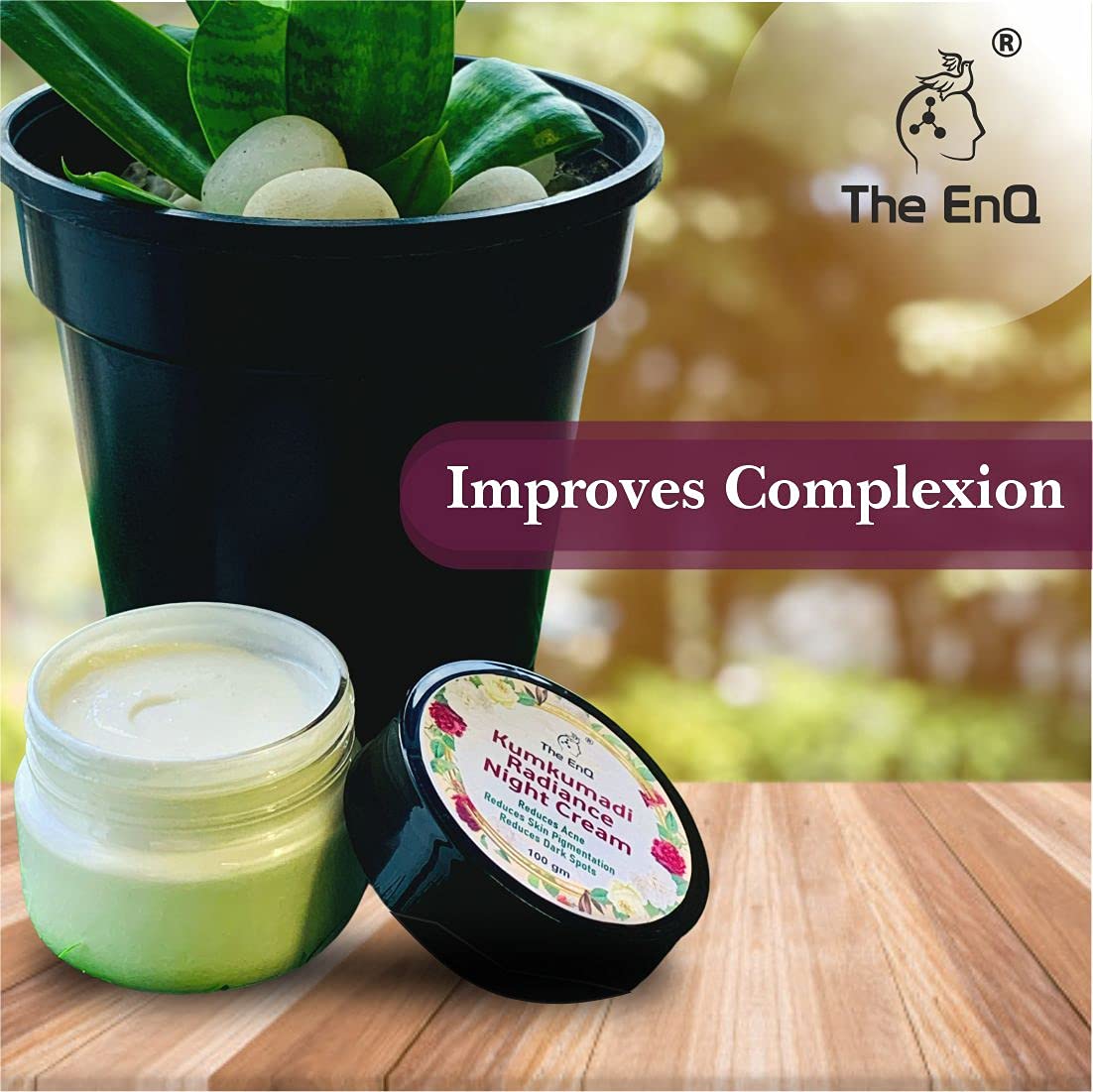 EnQ Kumkumadi Radiance Night Cream 100g - Anti-Acne, Brightening & Dark Spot Treatment for All Skin Types - Perfect for Nighttime Skincare Routine & Glowing Complexion