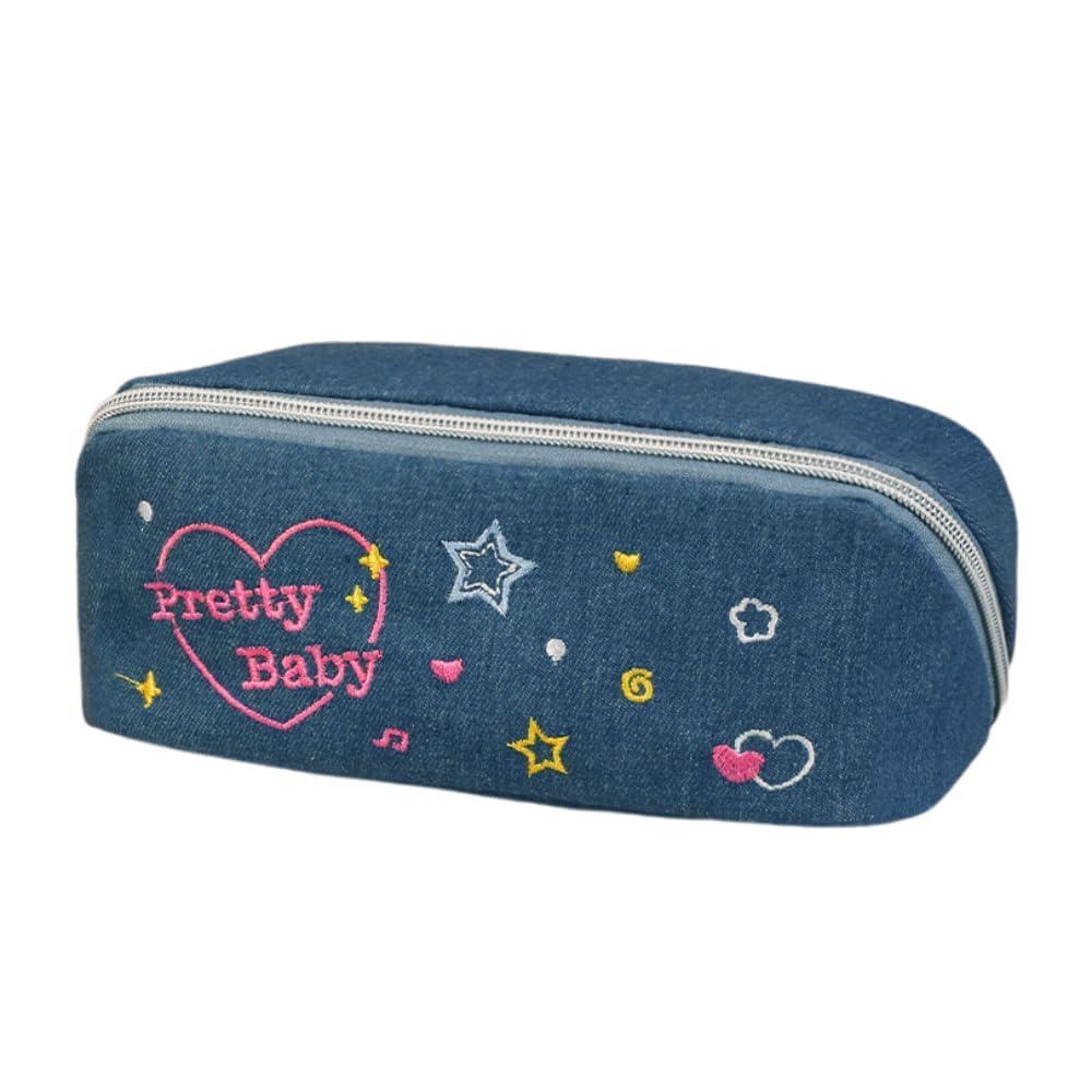 WavePeak Large Capacity Pencil Case & Makeup Pouch Set - 2 Pack Dark Blue Organizer for School, Office, Travel (Perfect for Students, Women & Professionals)