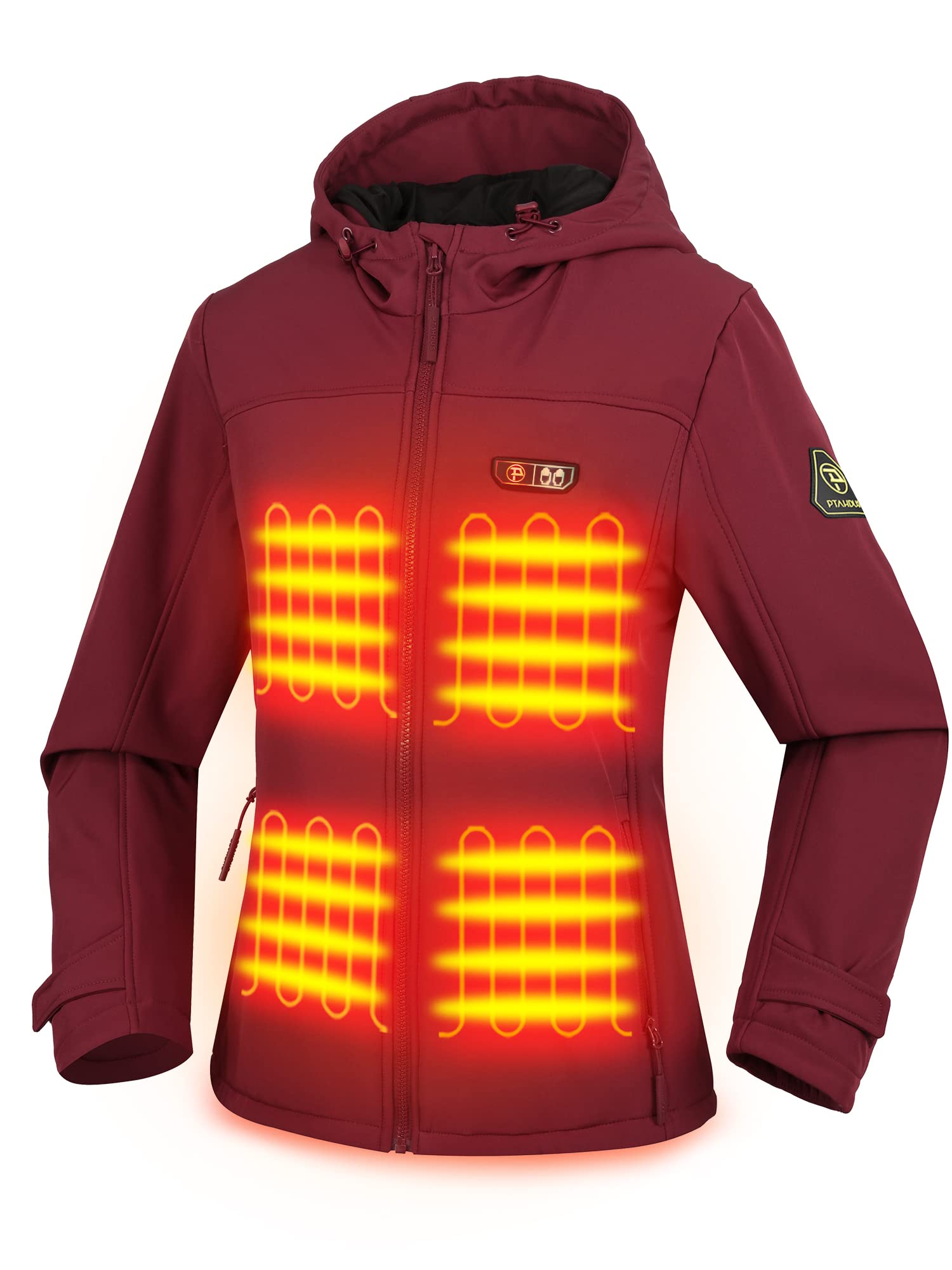 PTAHDUS Women's Heated Jacket with 7.4V Battery Pack - Winter Warm Jacket with Hand Warmer Pockets for Outdoor Activities, Hiking & Cold Weather