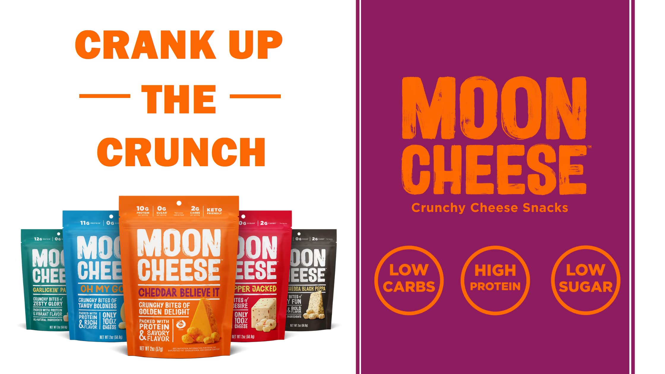 Moon Cheese Garlickin' Parmesan Cheese Bites - 2 Ounce (3-Pack) | Crunchy Protein-Rich 100% Real Cheese Snack | Perfect for Keto Diet, Office Snacking & Party Appetizers