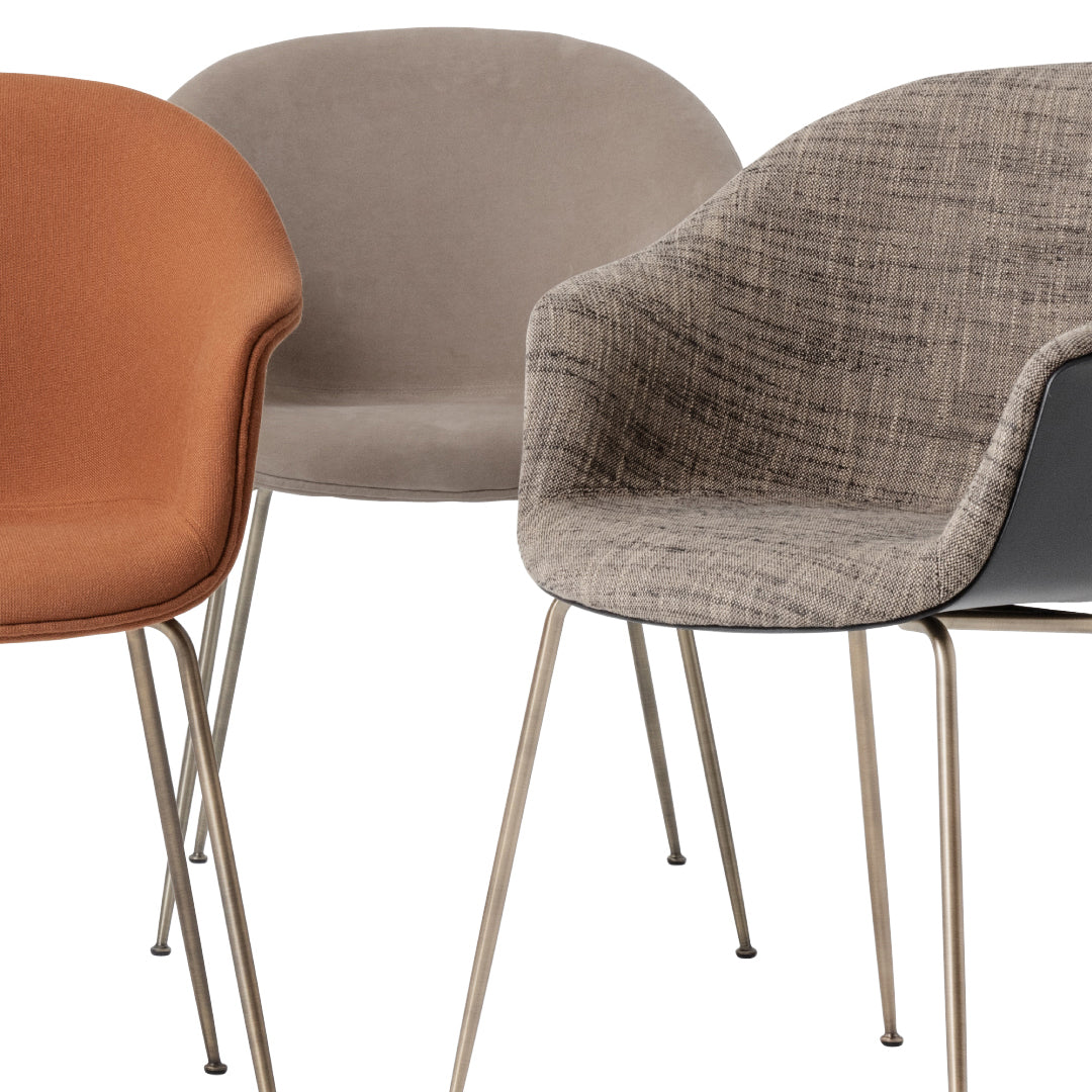 Bat Dining Chair with Conic Base - Fully Upholstered Modern Kitchen Chair for Dining Room, Restaurant & Cafe