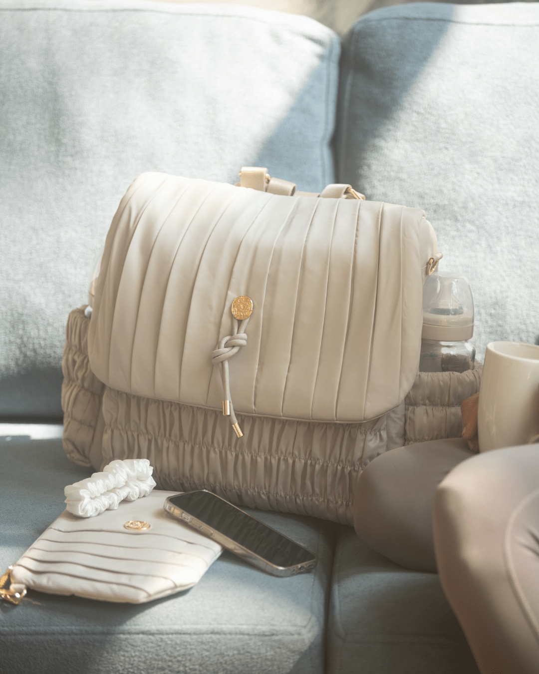 Premium Dune Diaper Bag - Stylish & Spacious Silver Moon Backpack for Parents | Perfect for Travel, Daycare & On-the-Go Baby Essentials