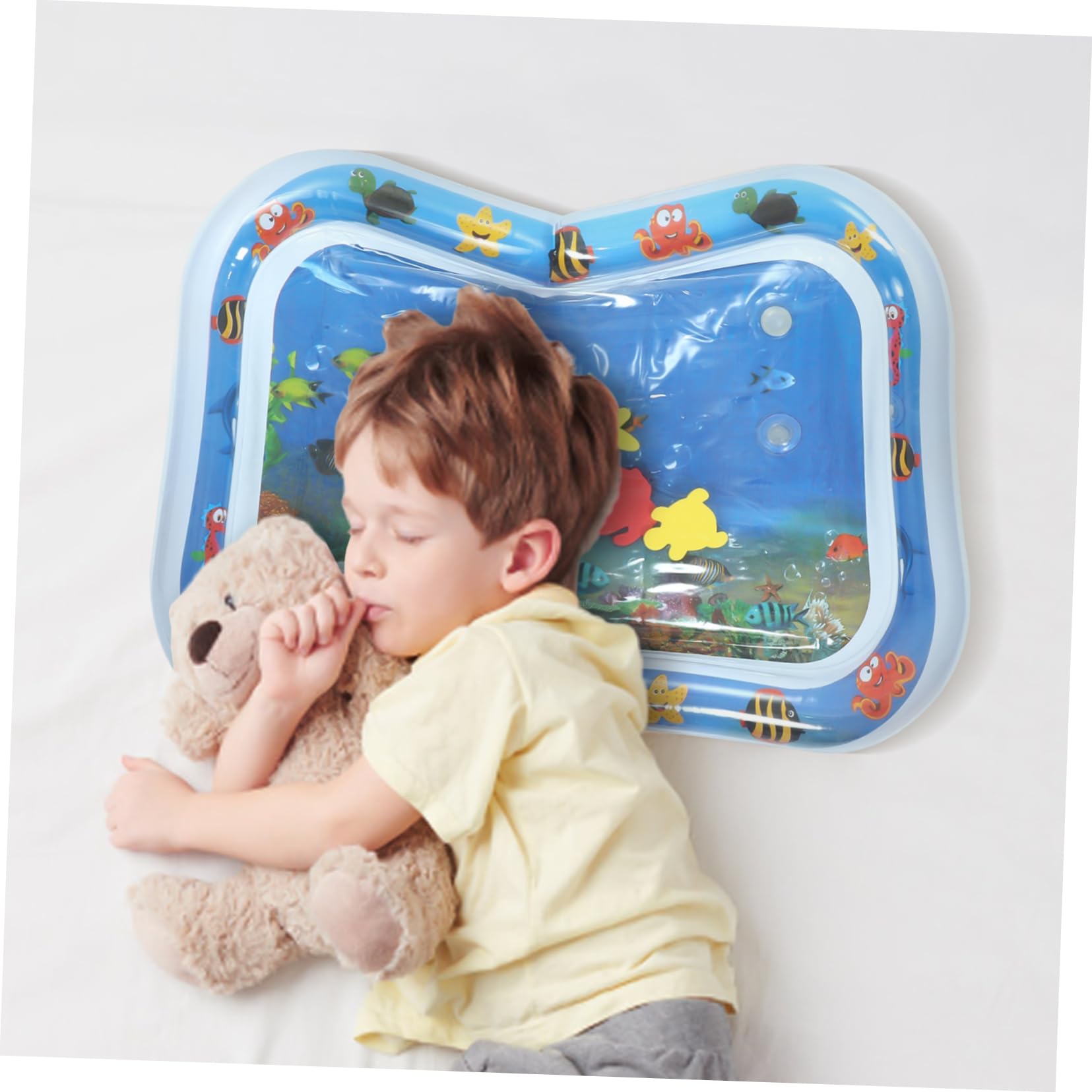 HEMOTON Blue PVC Water Cushion Mat for Babies & Newborns - Safe, Durable, and Fun Sensory Play for Tummy Time, Pool, and Outdoor Activities