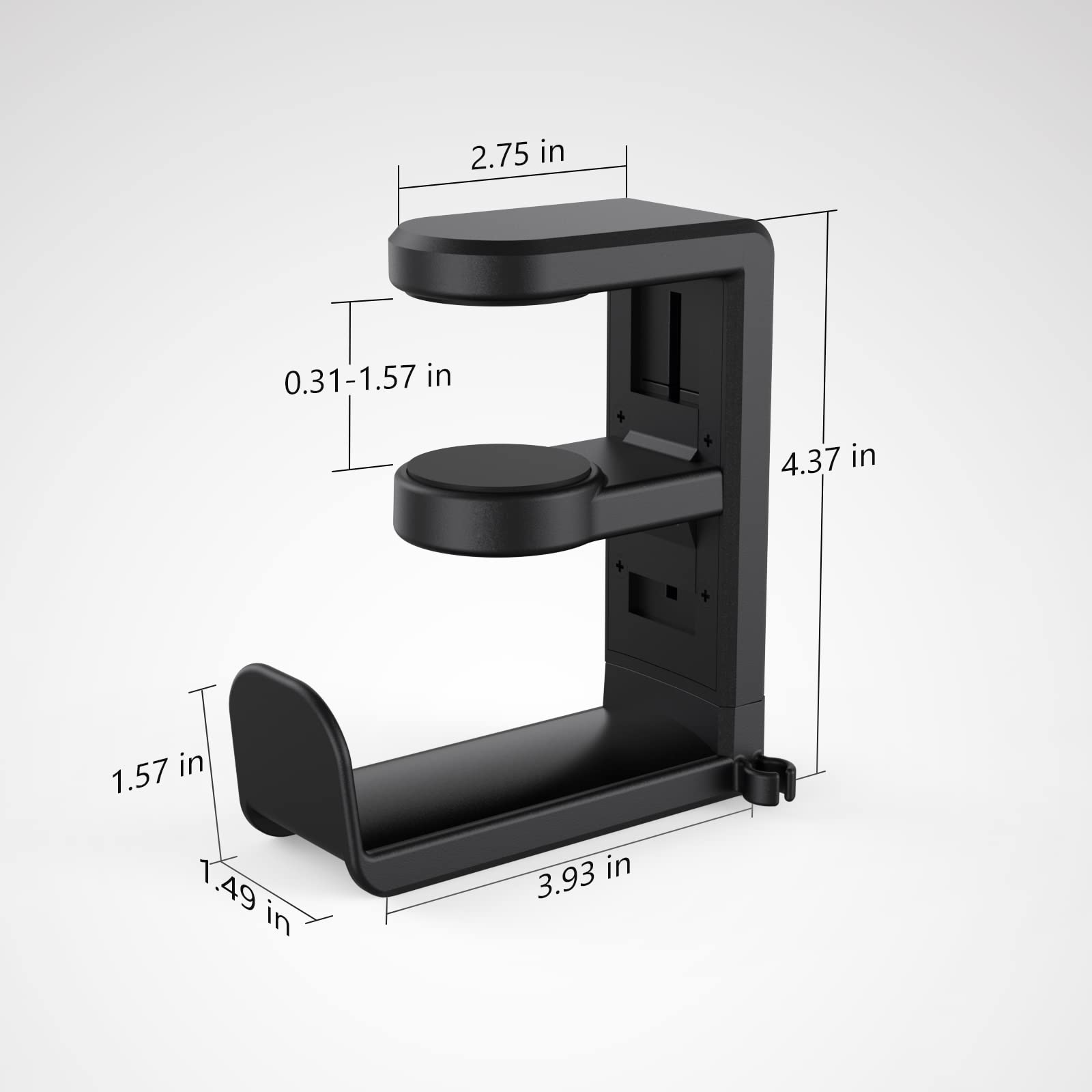 360° Swivel Adjustable Clamp-on Headphone Stand with Cable Organizer - 2 Pack Black Under Desk Gaming Headset Holder for PC, PS5, Xbox - Perfect for Home Office & Gaming Setup