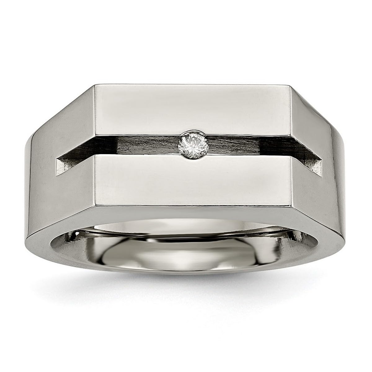 Titanium Diamond Ring for Women - Polished Elegant Wedding Band, Engagement Ring, Anniversary Gift | Perfect for Proposals, Special Occasions & Everyday Wear