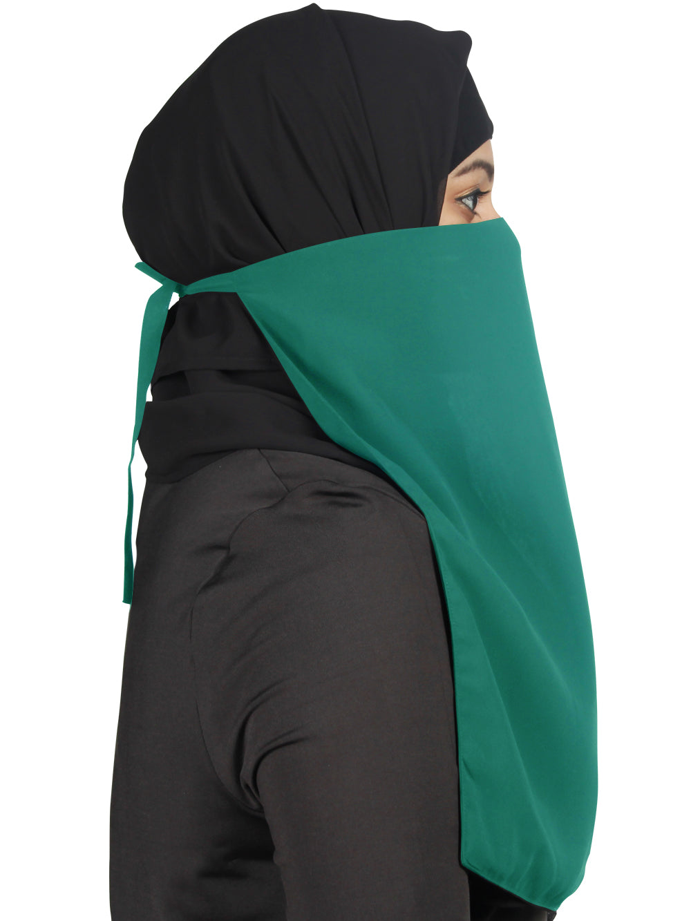 Black Georgette Half Niqab Nosepiece - Breathable & Comfortable Face Cover for Women - Perfect for Daily Wear, Prayer, and Outdoor Activities