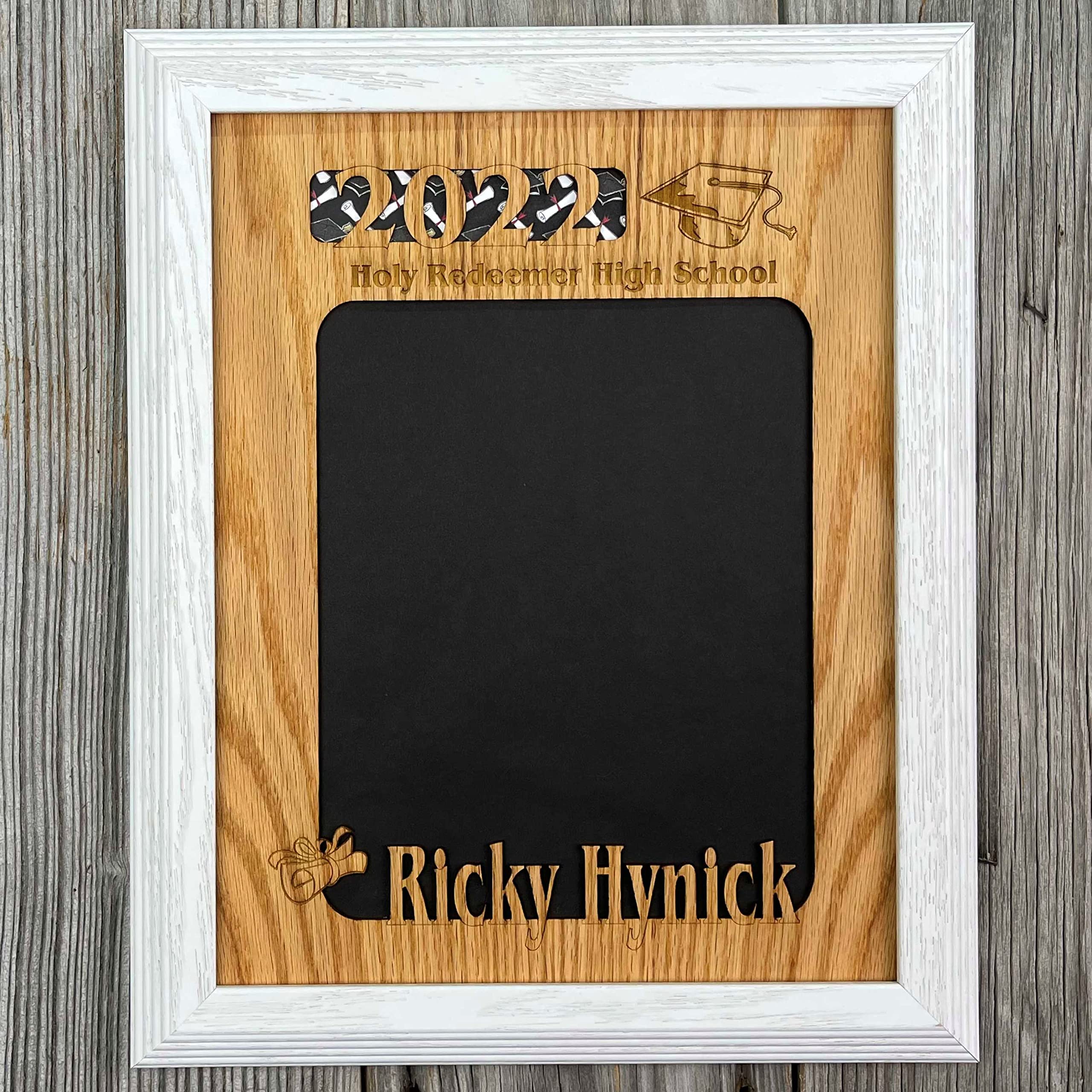 Personalized Graduation Picture Frame - Custom with Year, Name & School | 11x14 Inches for 8x10 Photo | Whitewash Finish | Perfect for Graduation Gifts, School Memorabilia & Home Decor