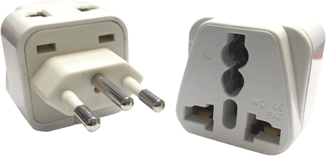 CKITZE BA 13 Universal 2-in-1 Travel Plug Adapter - Type N for Brazil & South Africa - CE Certified - Perfect for Business Trips & International Vacations