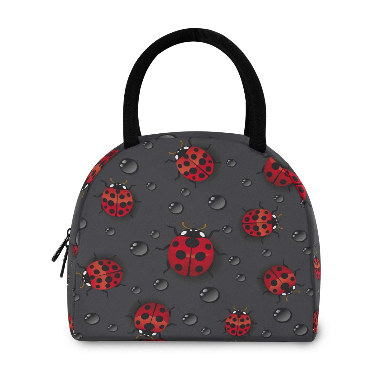 Blueangle Insulated Lunch Bag for Women - Red Ladybugs Design, Thermal Lunch Tote Bag for Work, School & Picnics | Leakproof Cooler Box for Students & Office Professionals
