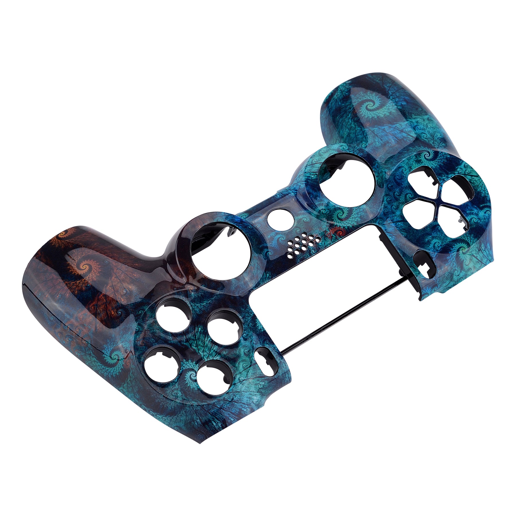 eXtremeRate Spiral Patterned Front Housing Shell Case & Faceplate Cover Replacement Kit for PS4 Slim/PS4 Pro (CUH-ZCT2, JDM-040, JDM-050, JDM-055) Controller - Durable Custom Gaming Shell for Enhanced Grip & Style (SP4FT47) - Perfect for Gaming Enthusiasts & Professional Players