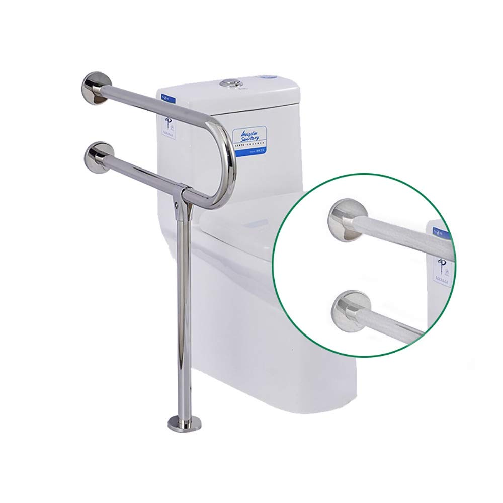 Stainless Steel U-Shaped Shower Grab Bar - Non-Slip Bathroom Safety Handrail for Elderly & Disabled - Brushed Nickel Floor-to-Wall Support (60x75cm) - Ideal for Toilet, Bathtub & Shower Safety Assistance